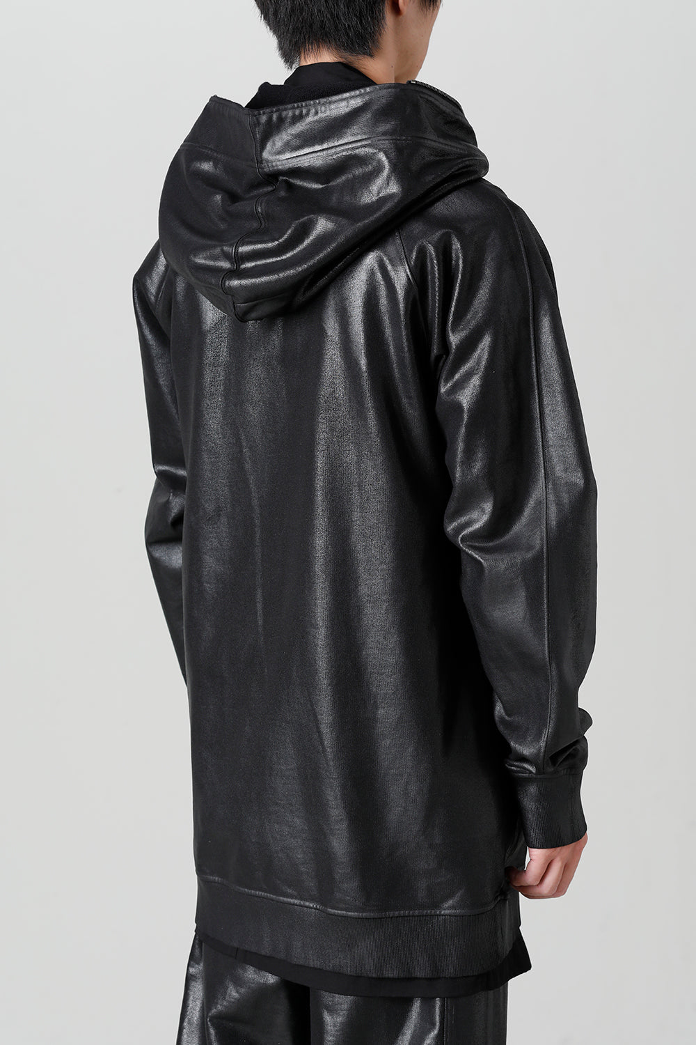 Front Zip Coating Sweat Hoodie