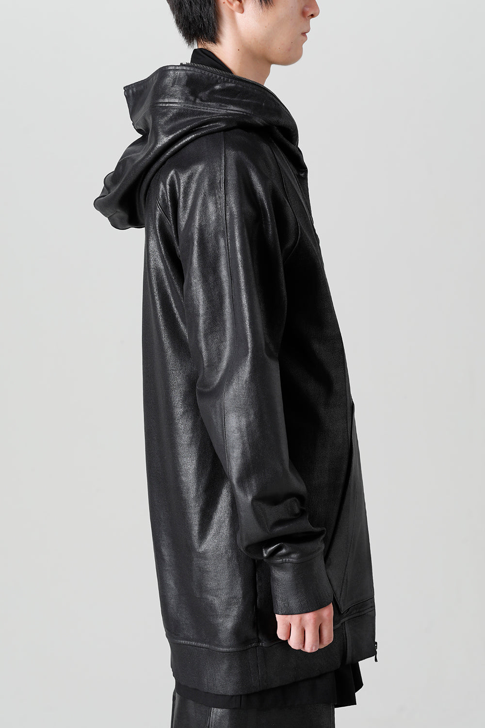 Front Zip Coating Sweat Hoodie