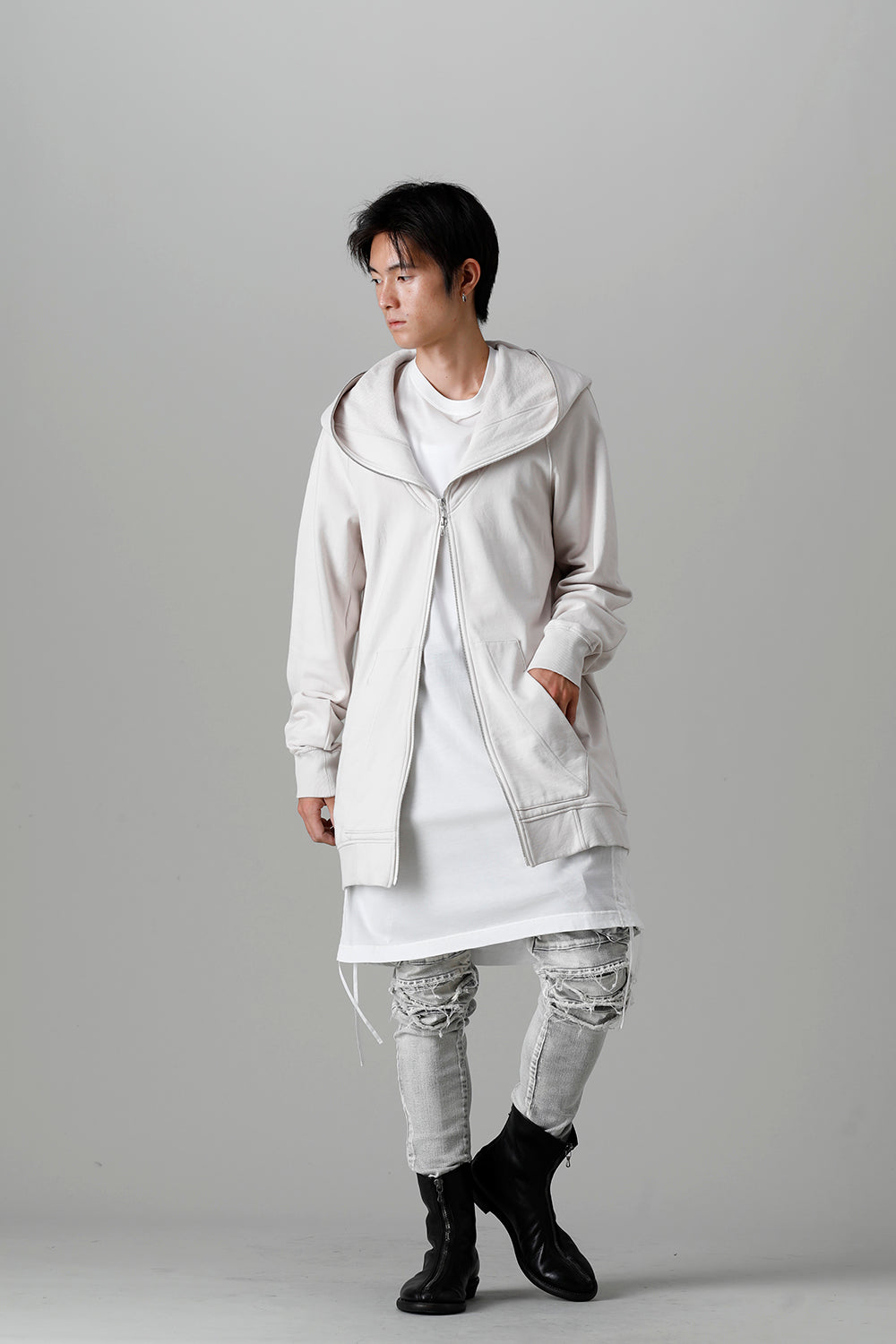 Front Zip Sweat Hoodie Plaster