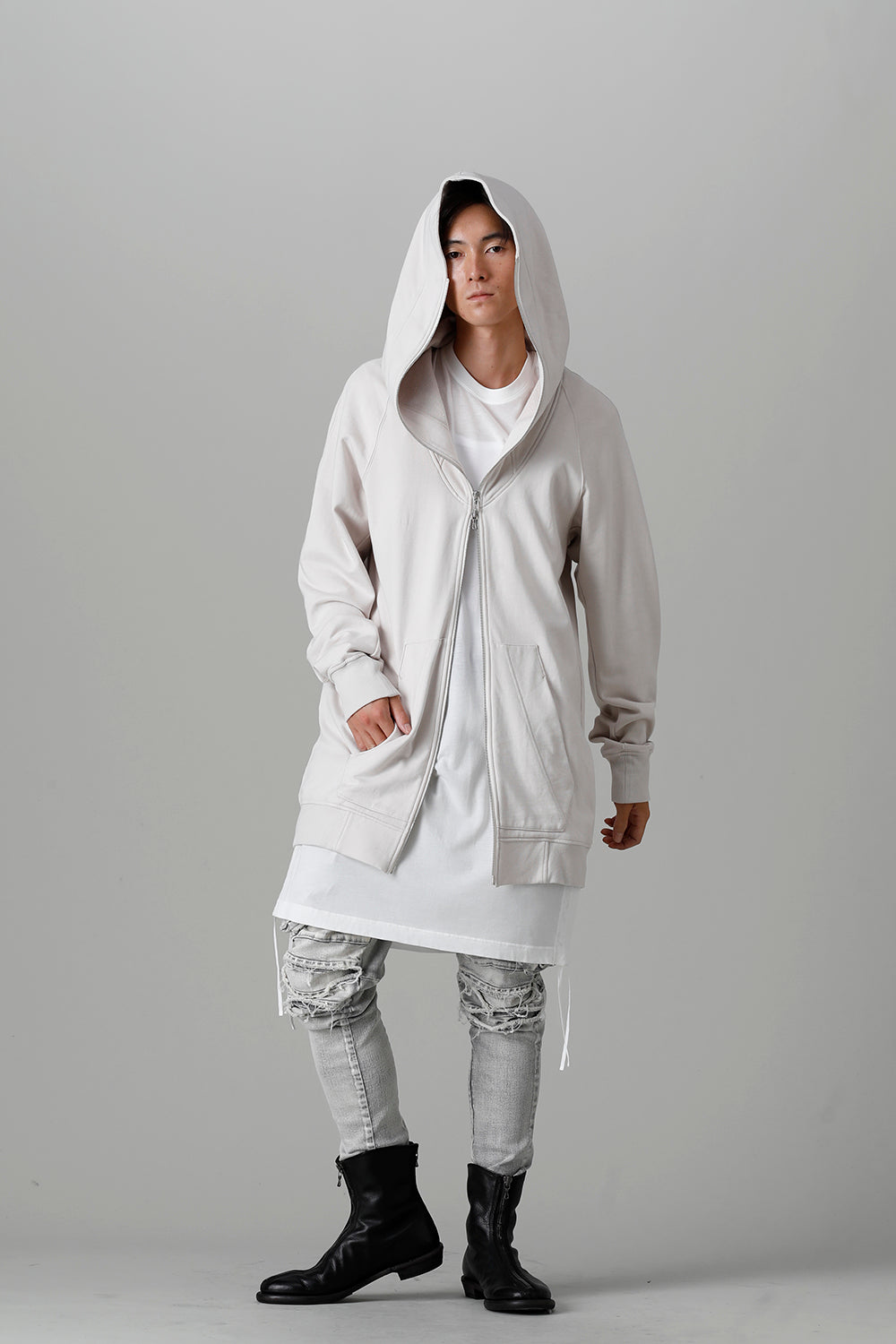 Front Zip Sweat Hoodie Plaster