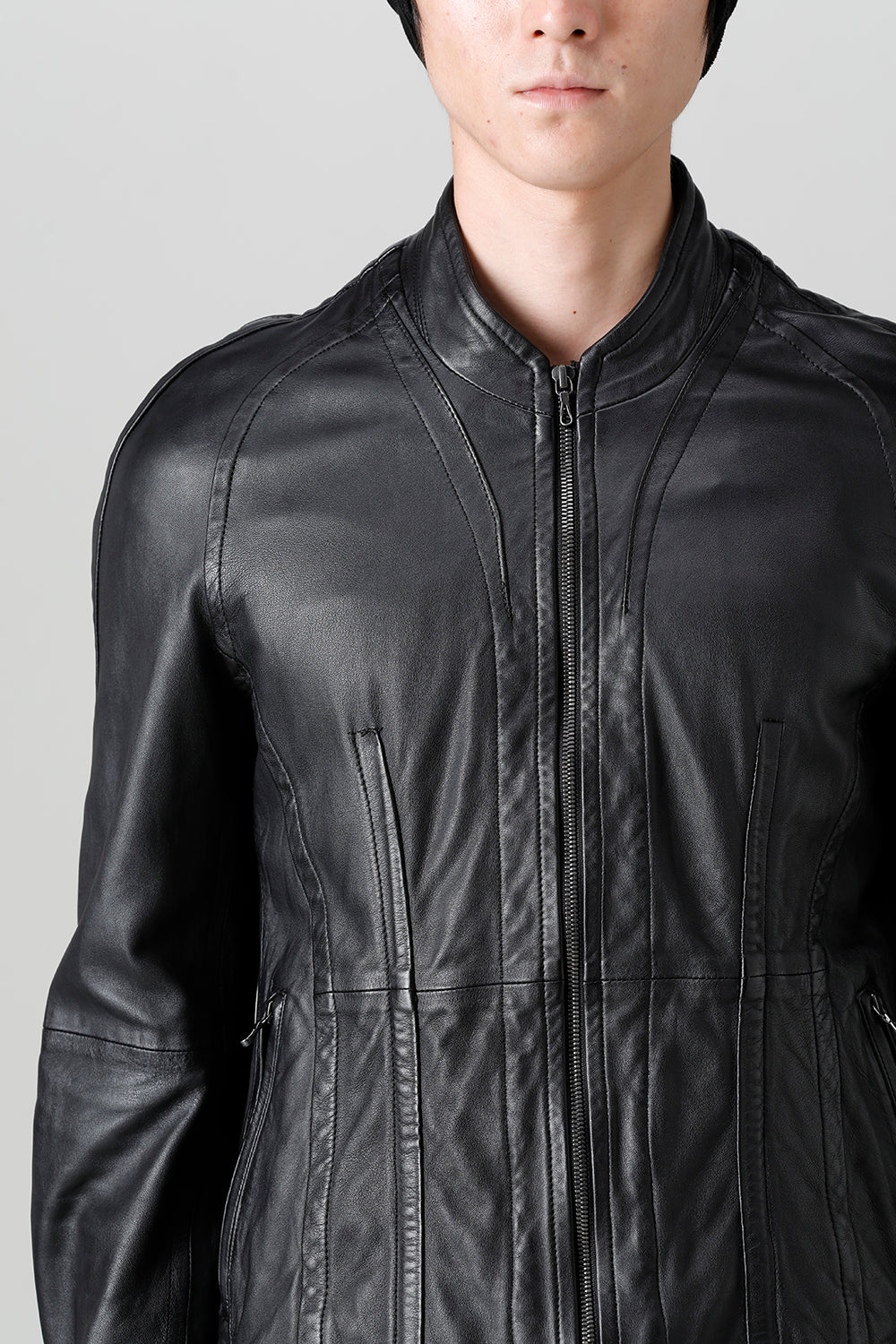 Lamb Leather Seamed Jacket