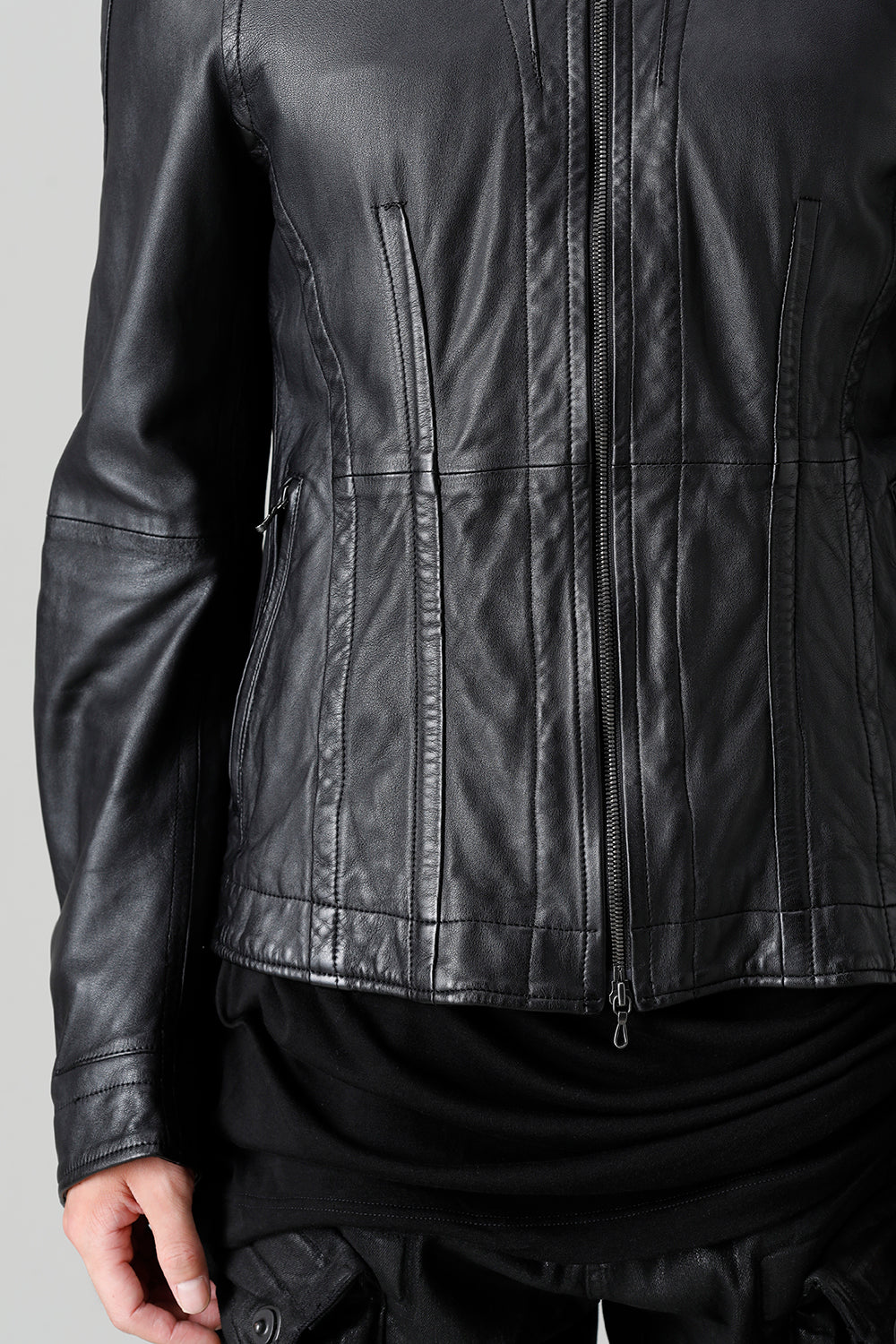 Lamb Leather Seamed Jacket
