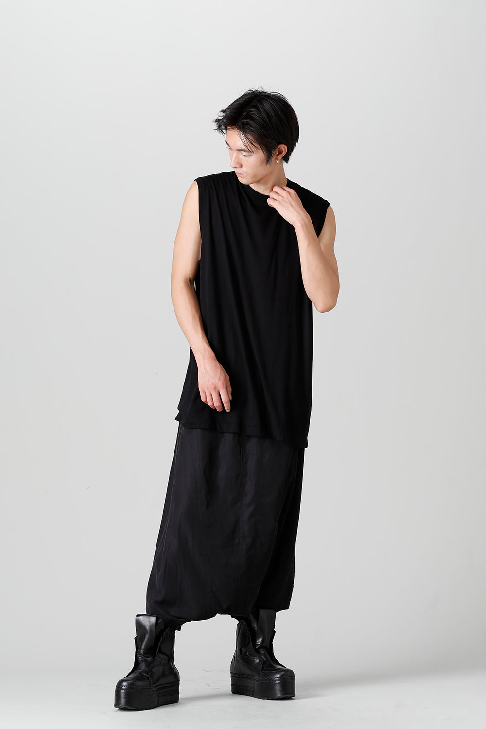 Cupro/Cotton Twill Over Crotch Pants