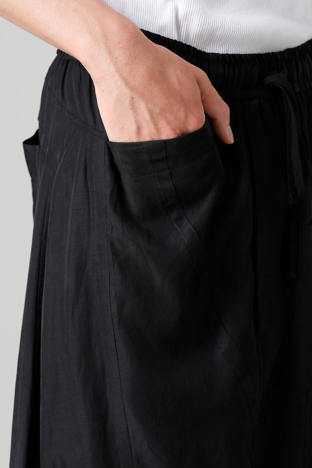 Cupro/Cotton Twill Over Crotch Pants