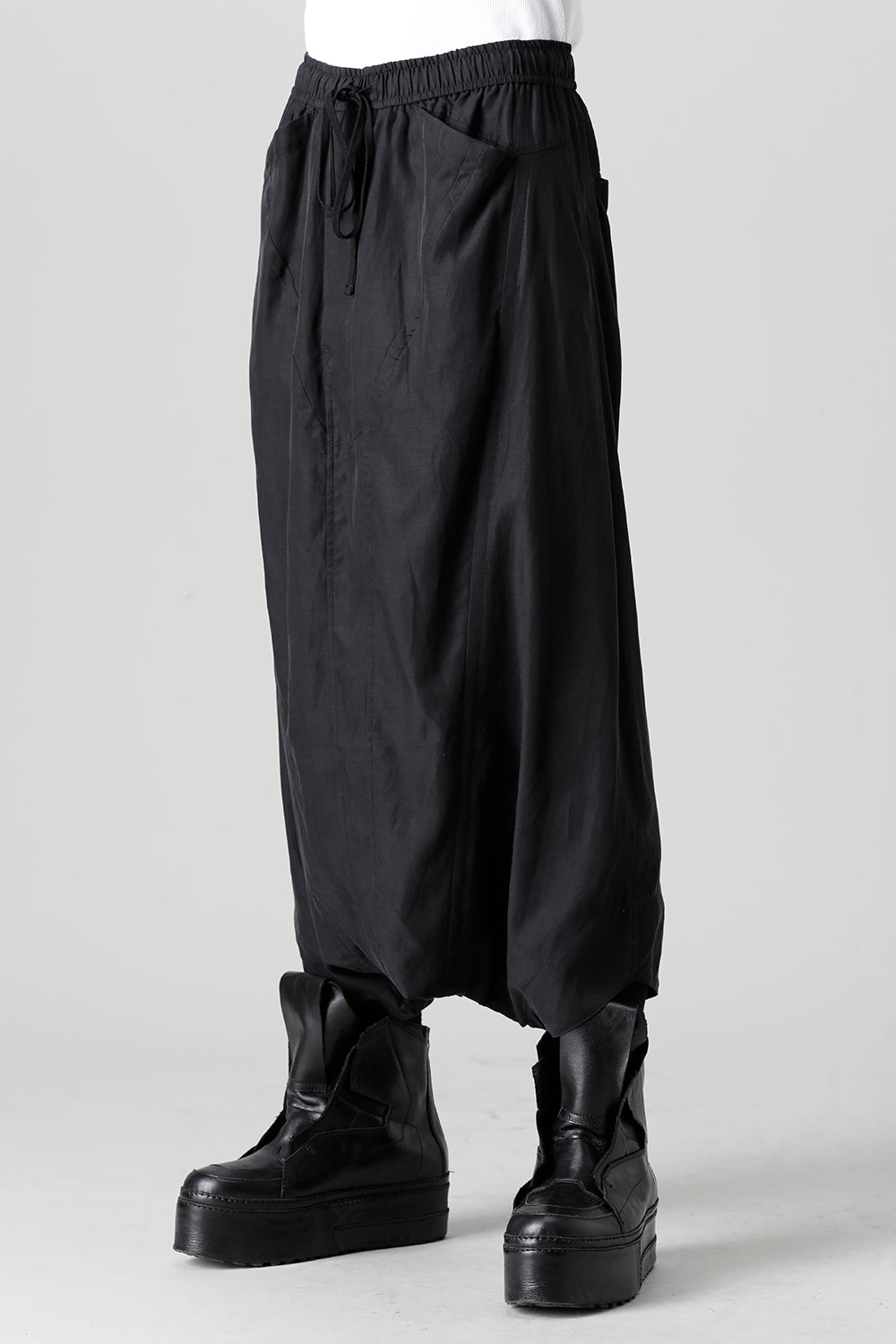 Cupro/Cotton Twill Over Crotch Pants