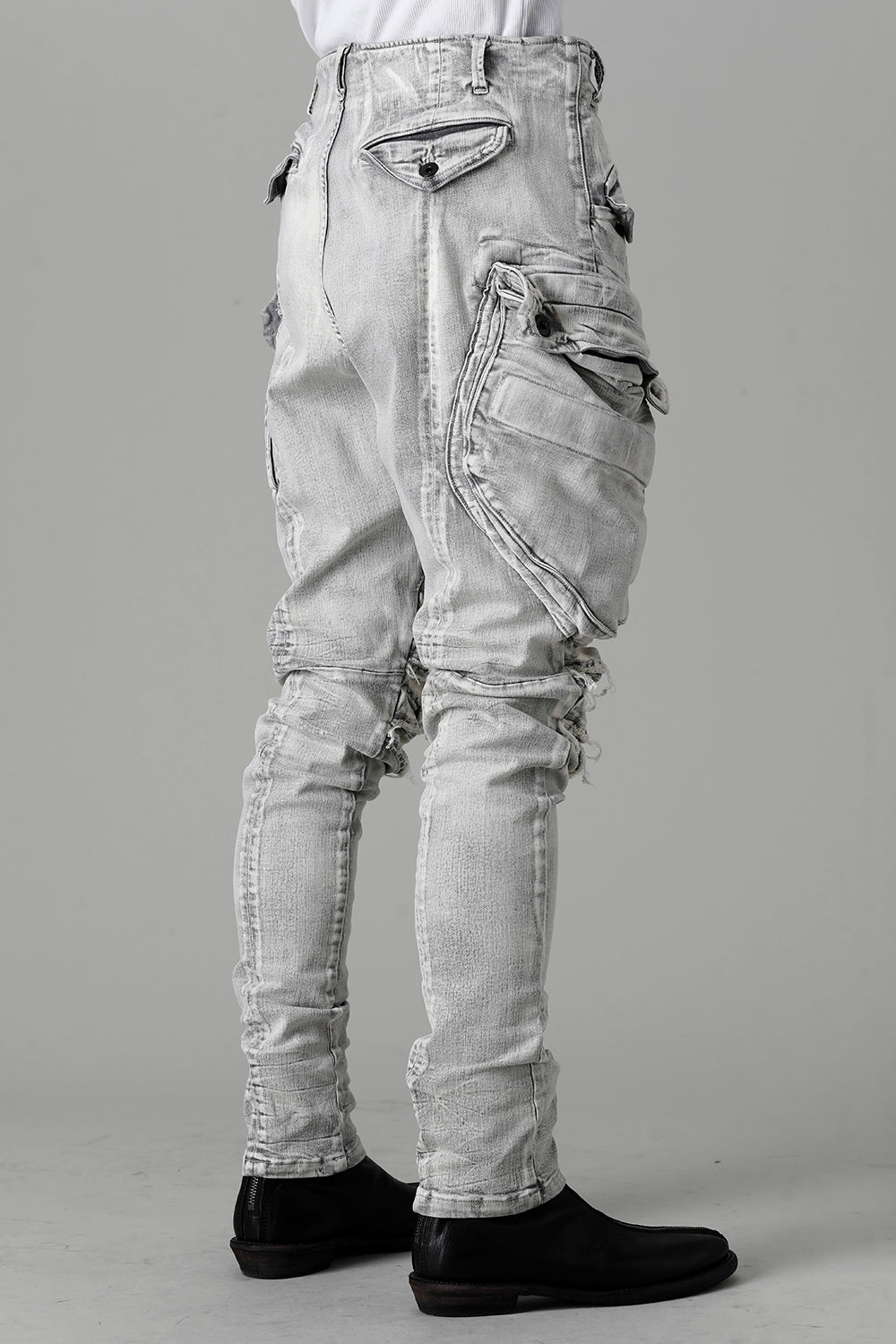 10.5oz Stretch Denim Gas Mask Washed Skinny Pants