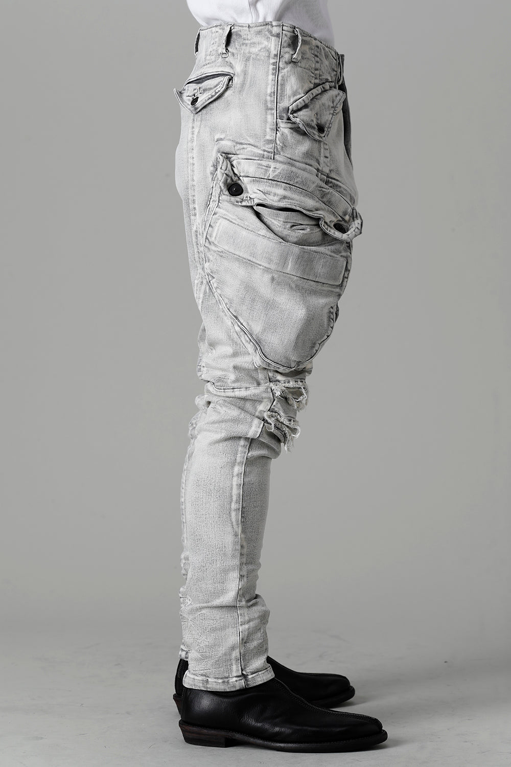 10.5oz Stretch Denim Gas Mask Washed Skinny Pants