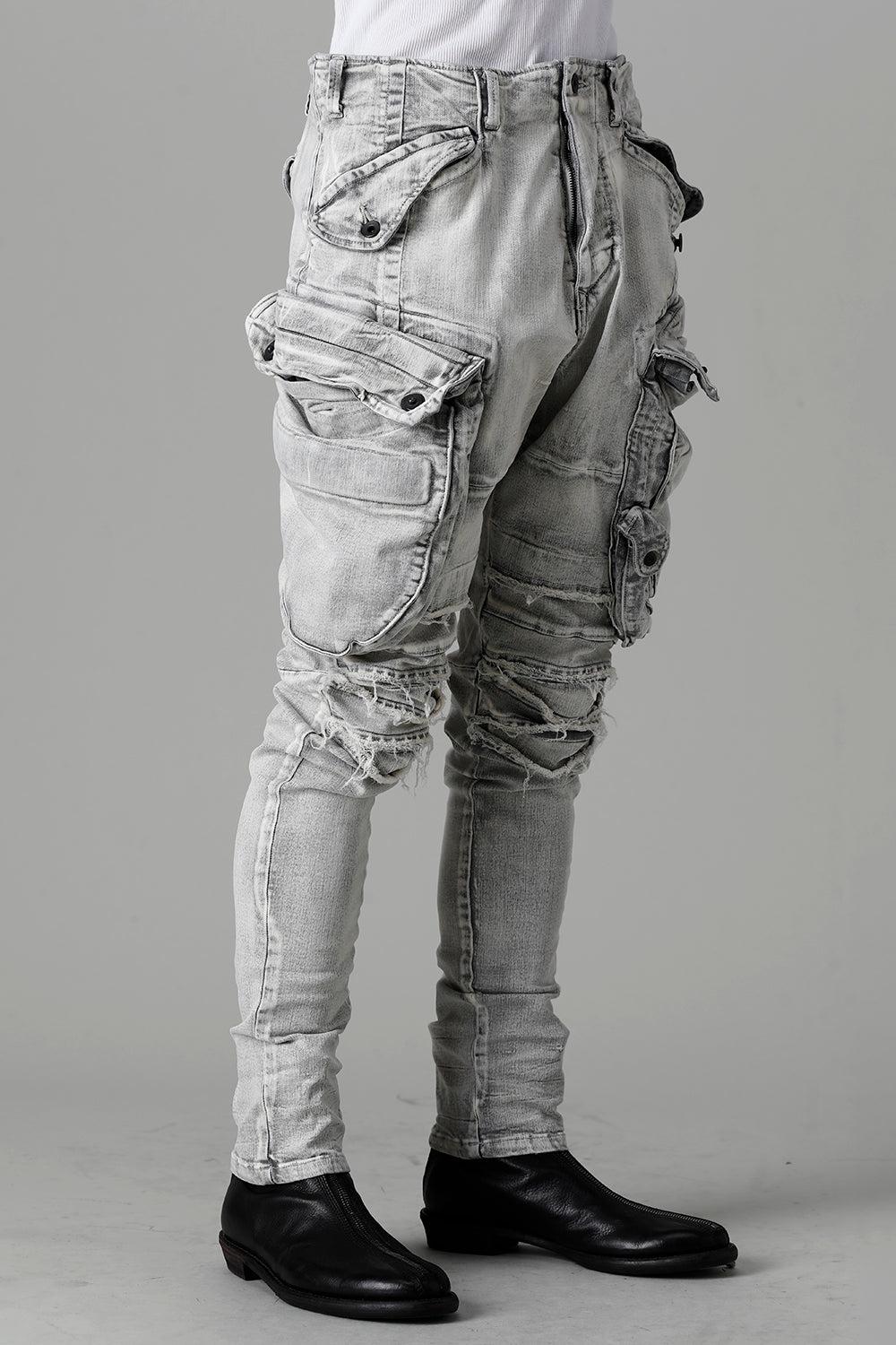 10.5oz Stretch Denim Gas Mask Washed Skinny Pants