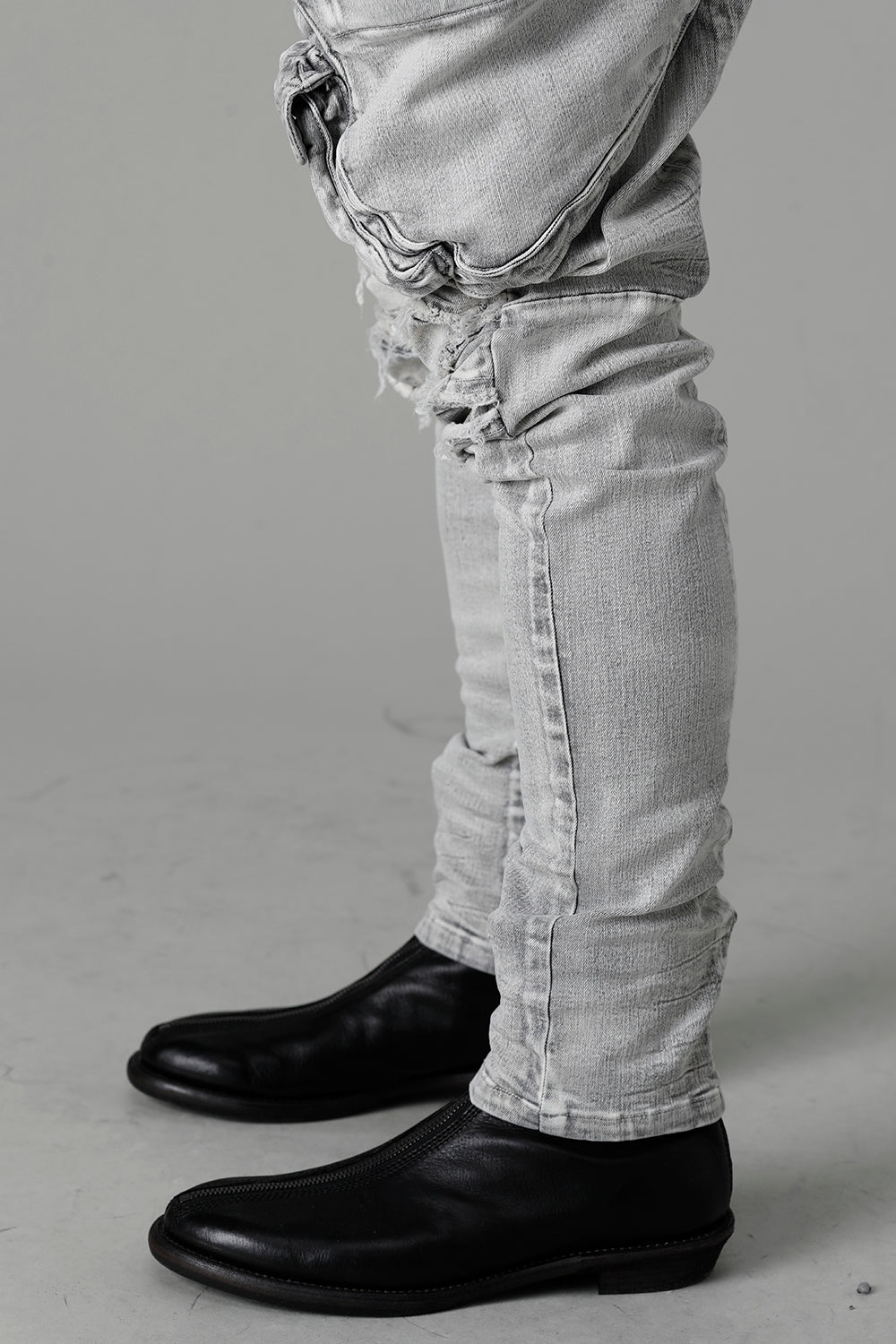 10.5oz Stretch Denim Gas Mask Washed Skinny Pants