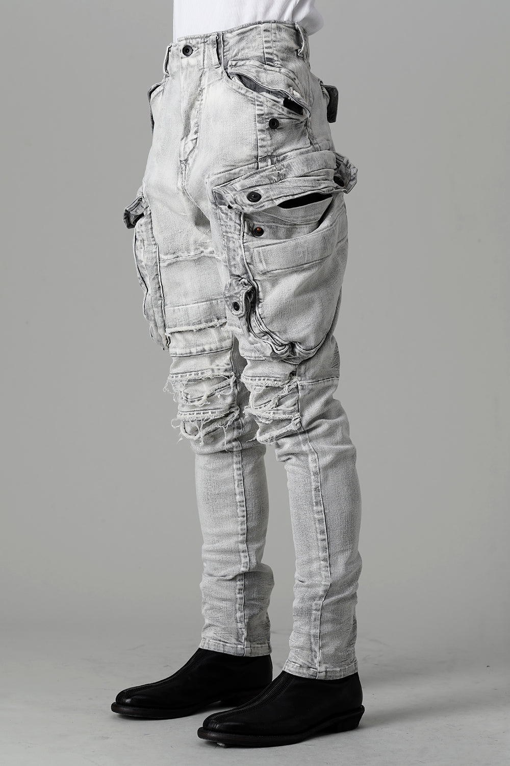 10.5oz Stretch Denim Gas Mask Washed Skinny Pants