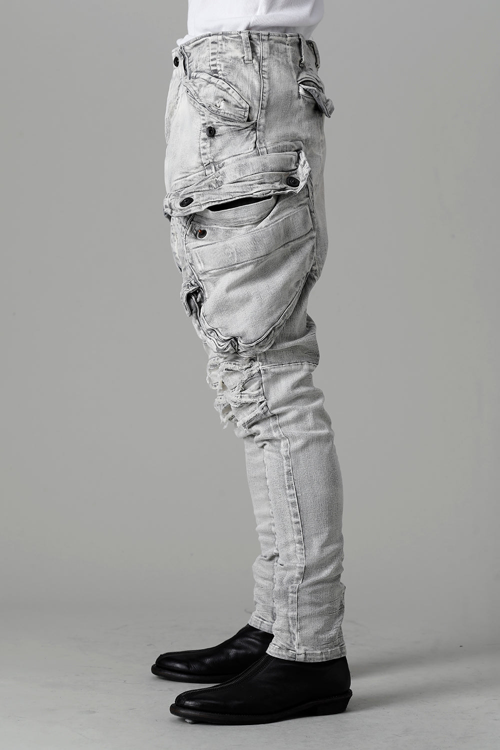 10.5oz Stretch Denim Gas Mask Washed Skinny Pants