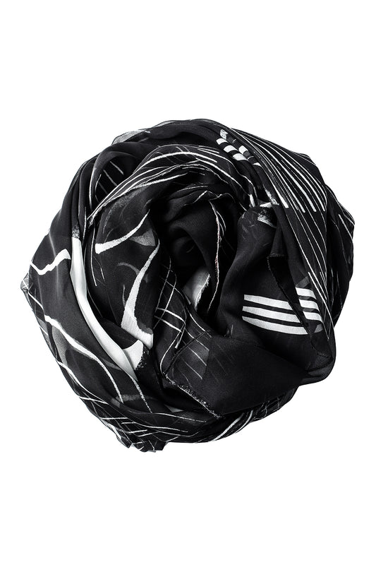 Printed Silk Stole Black
