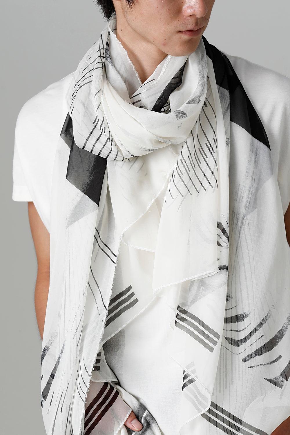 プリント シルクストール オフホワイト