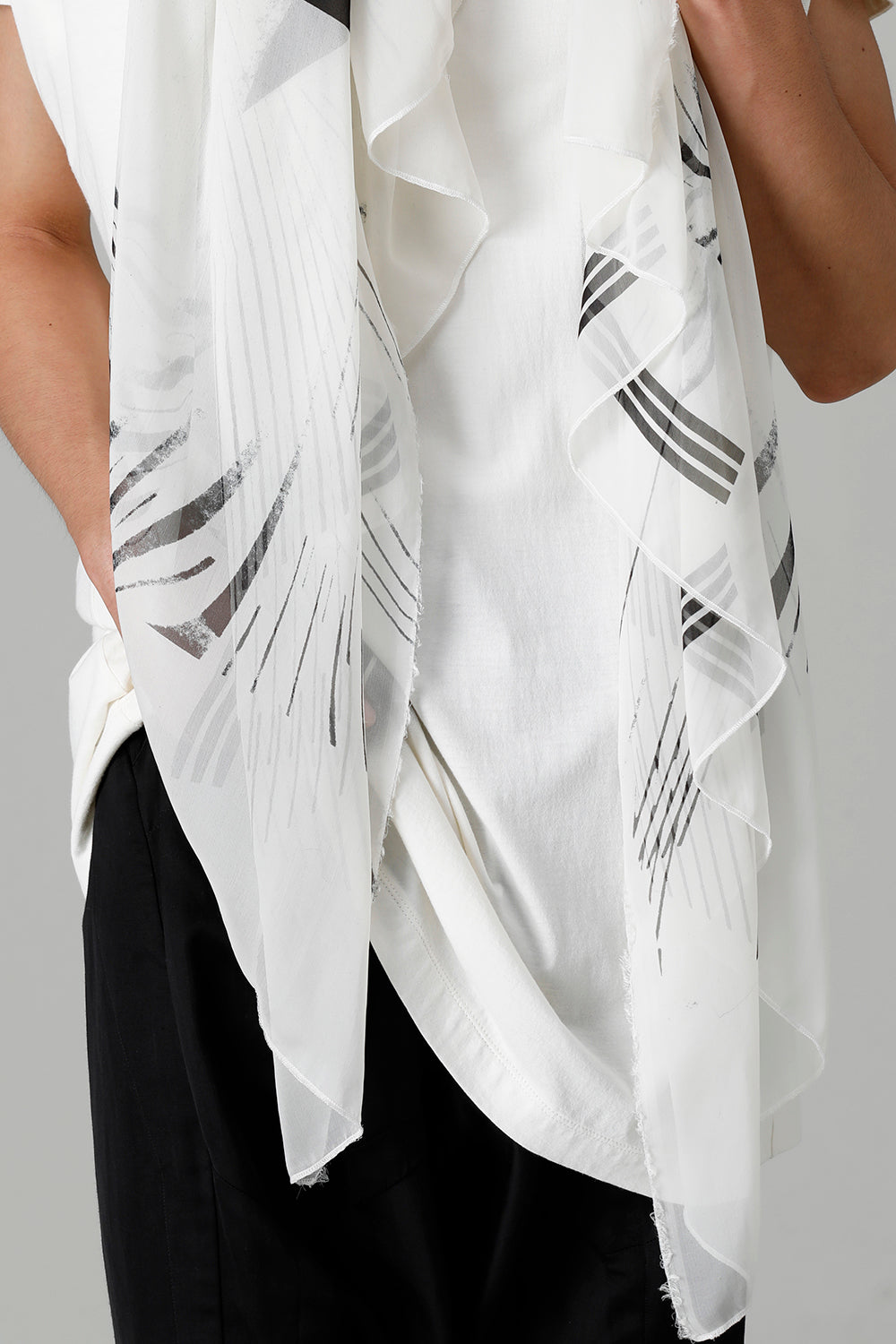 プリント シルクストール オフホワイト