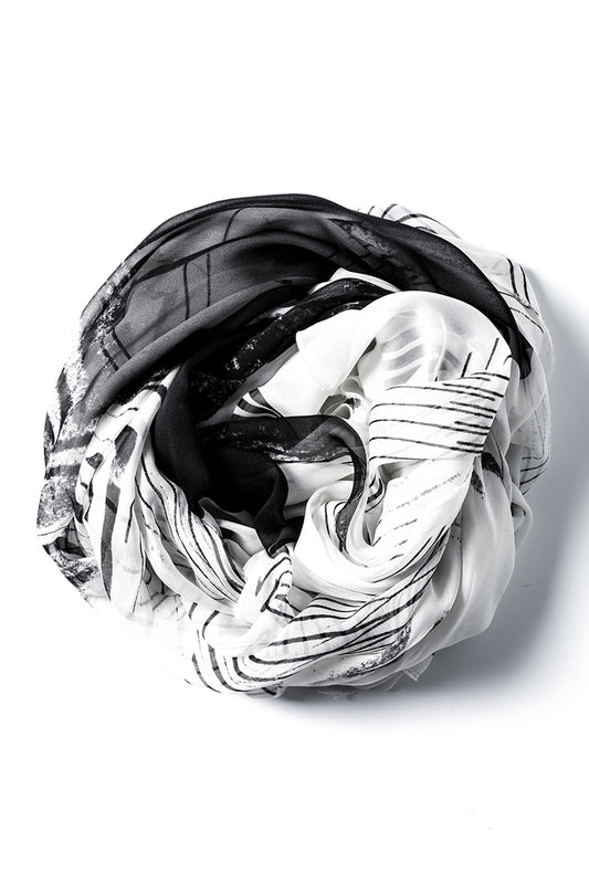 Printed Silk Stole Off White