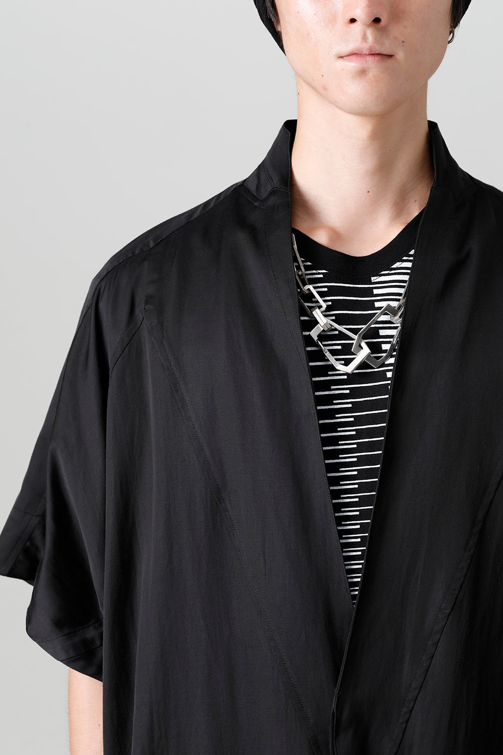 Cupro/Cotton/Linen Satin Short Sleeve Jacket