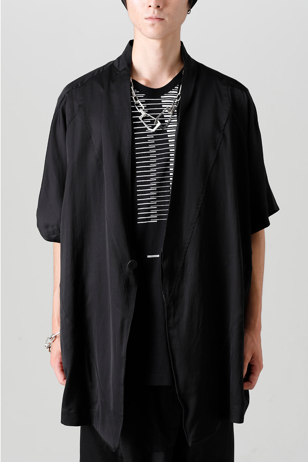 Cupro/Cotton/Linen Satin Short Sleeve Jacket