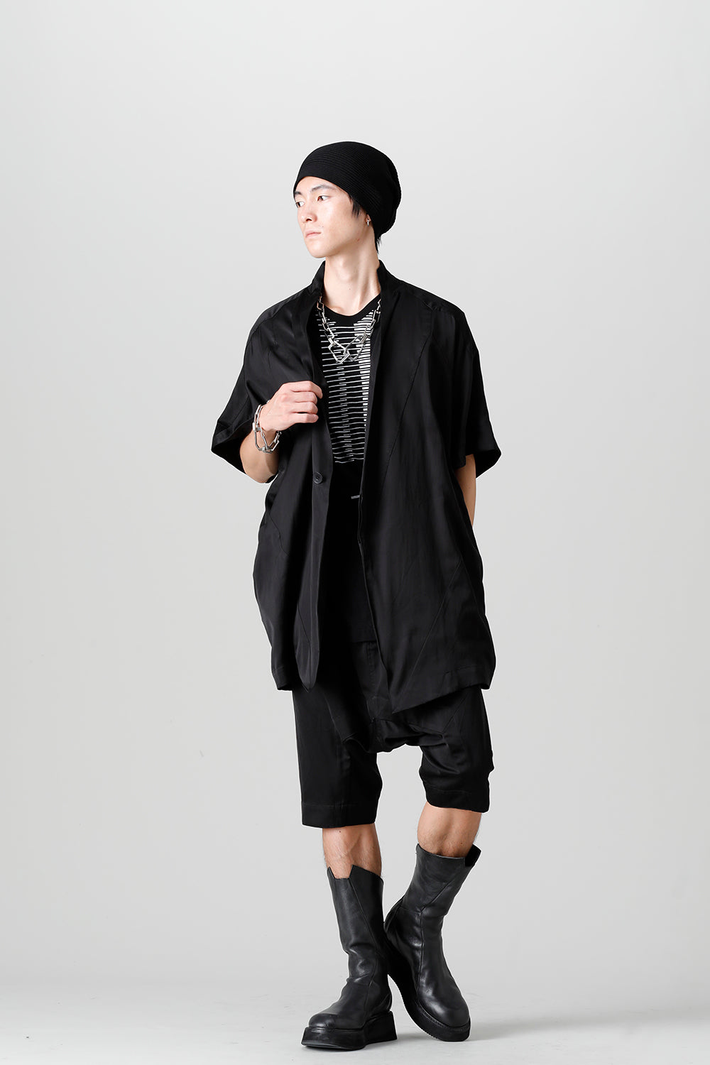 Cupro/Cotton/Linen Satin Short Sleeve Jacket