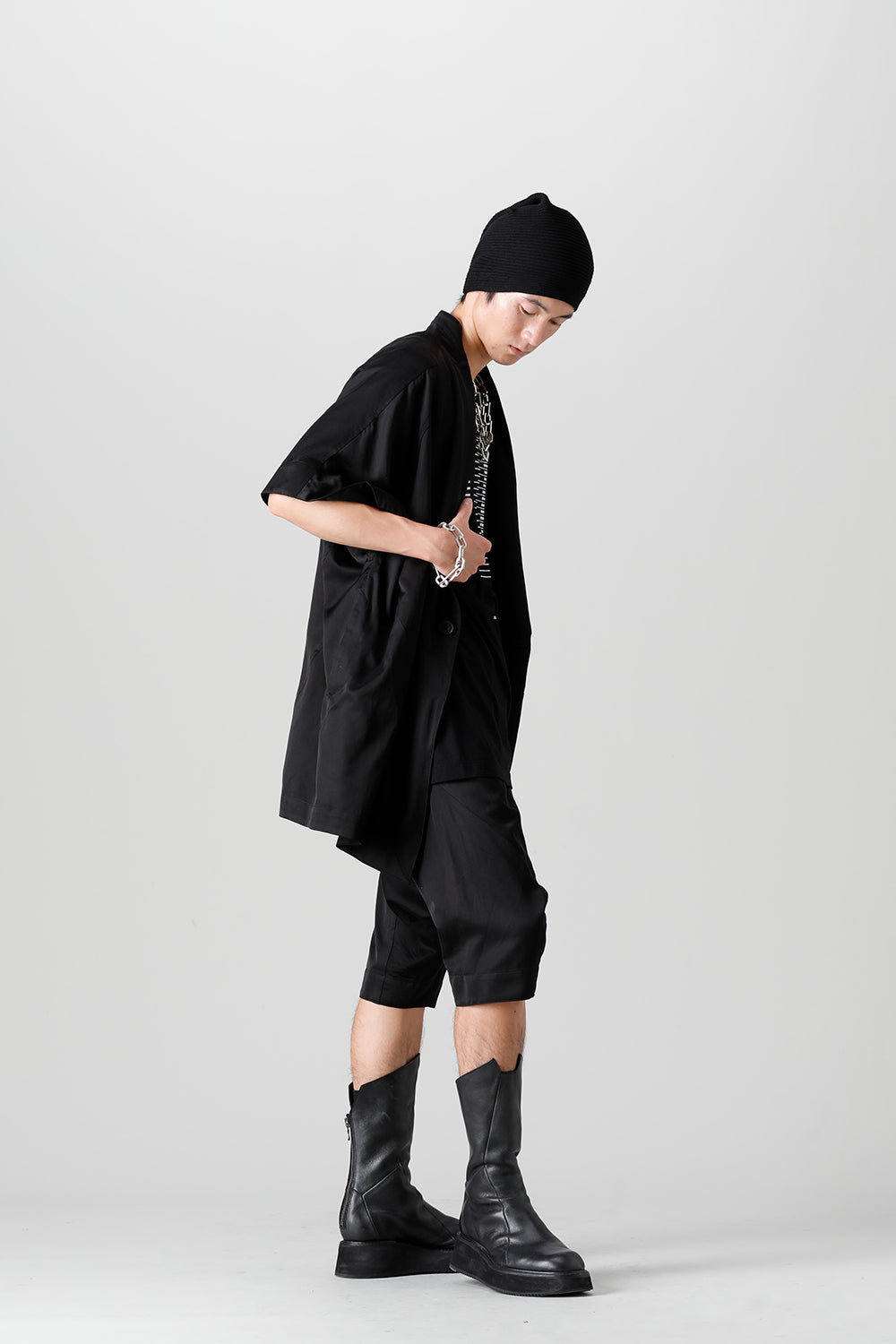 Cupro/Cotton/Linen Satin Short Sleeve Jacket