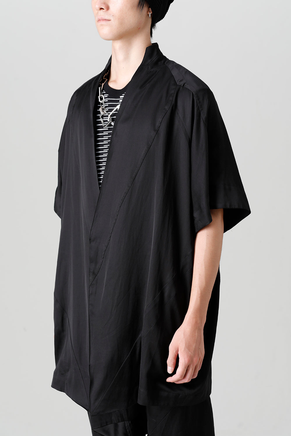 Cupro/Cotton/Linen Satin Short Sleeve Jacket