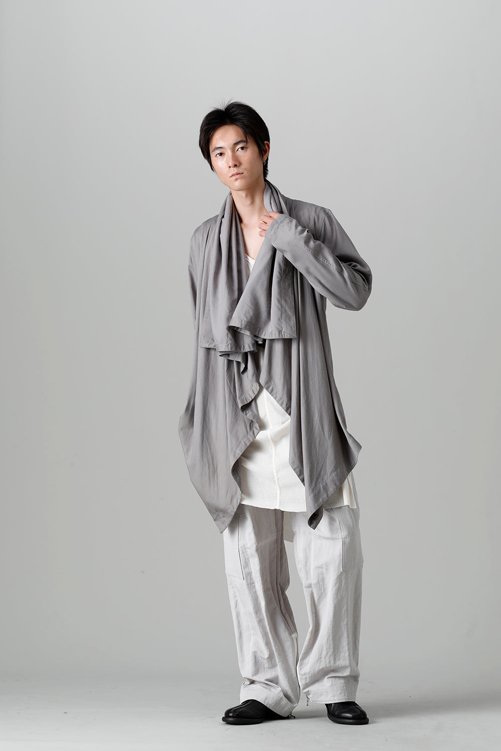 Rayon/Cotton Cloth Drape shirt Gray