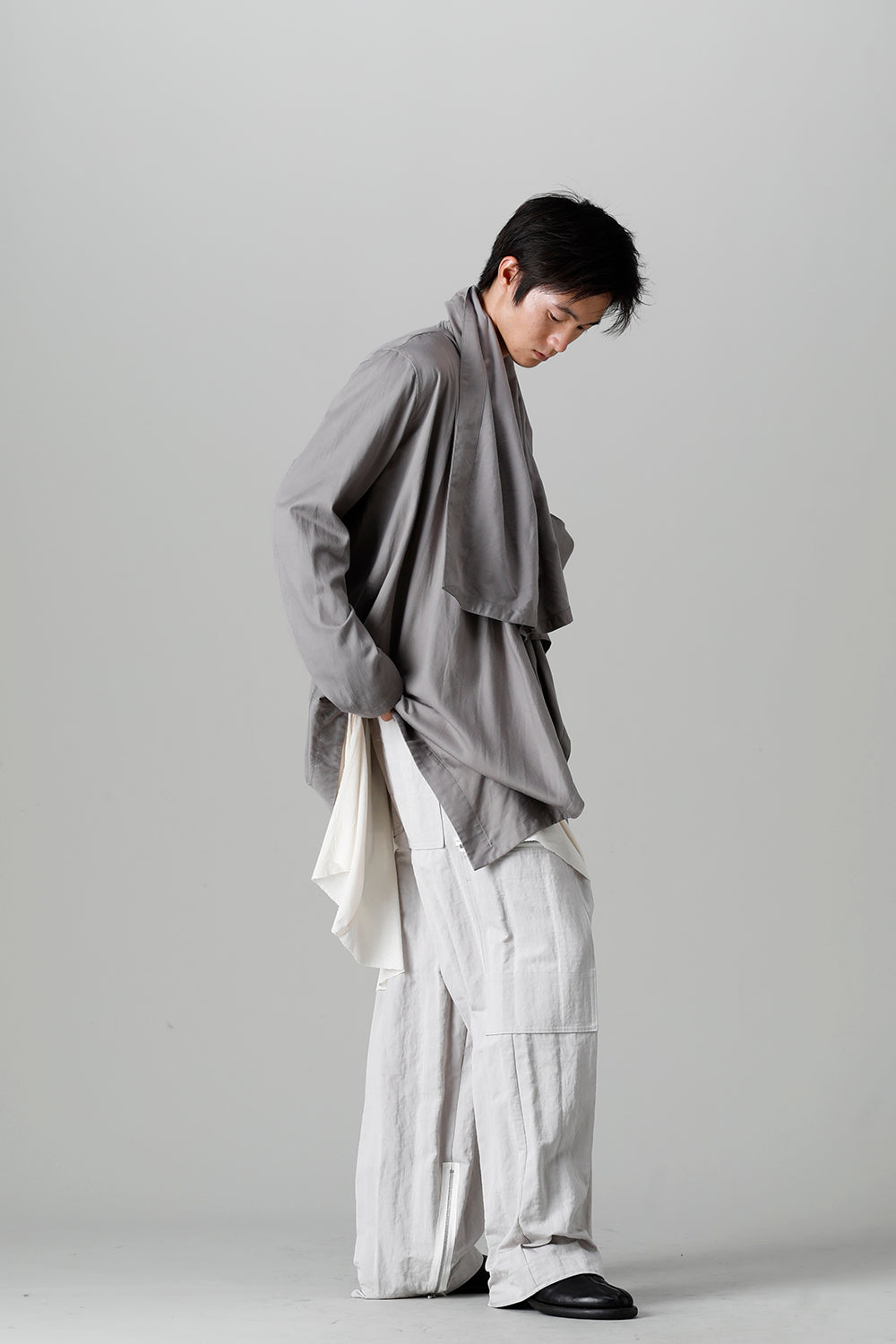 Rayon/Cotton Cloth Drape shirt Gray