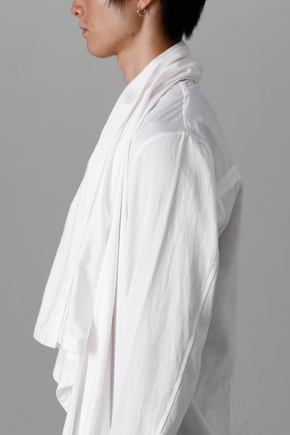 Rayon/Cotton Cloth Drape shirt Off White