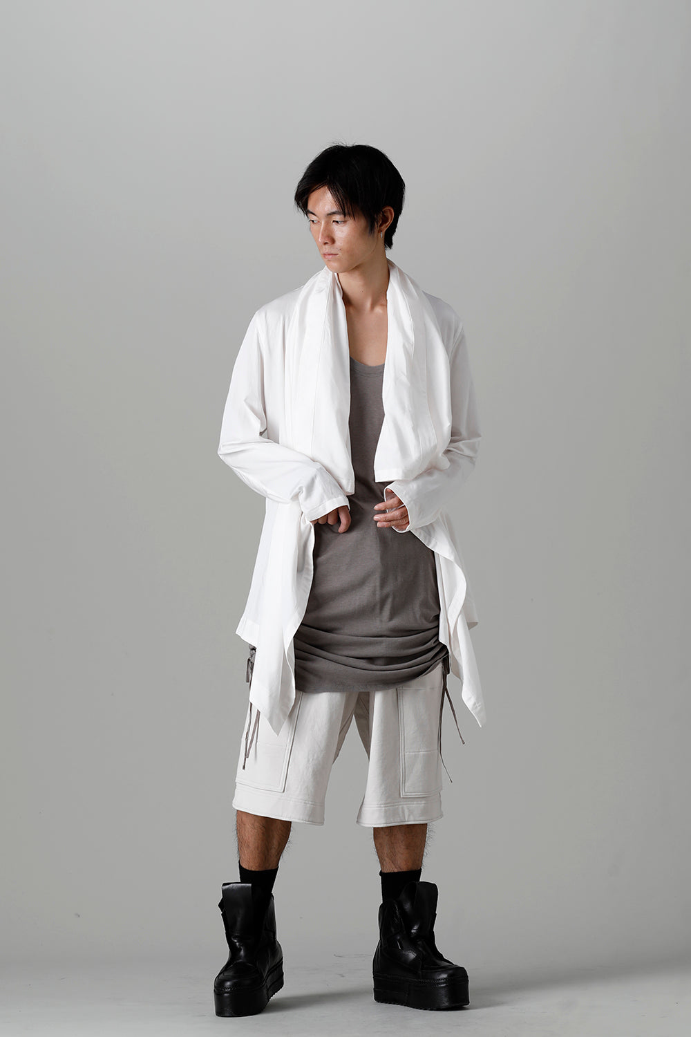 Rayon/Cotton Cloth Drape shirt Off White