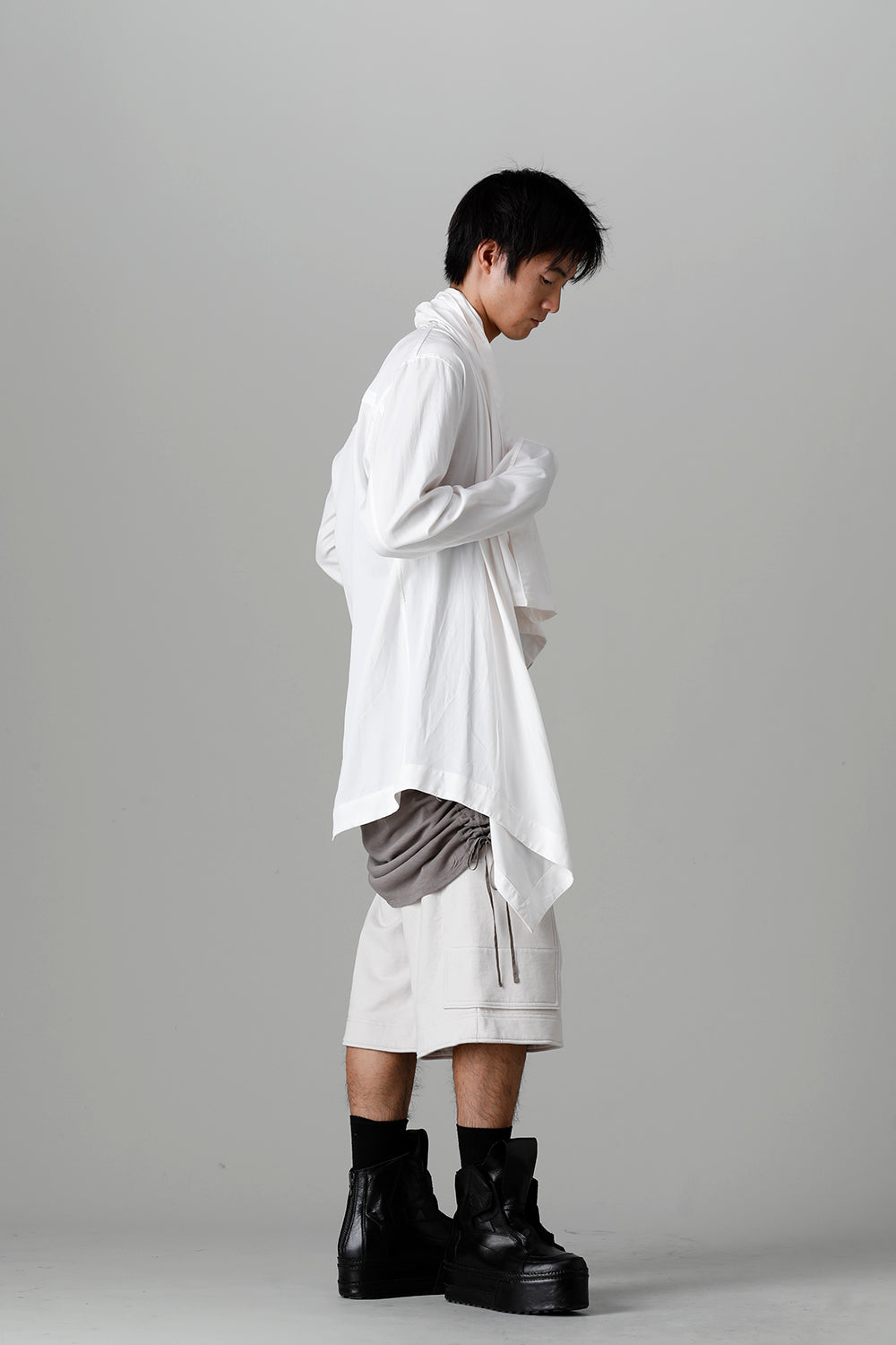Rayon/Cotton Cloth Drape shirt Off White