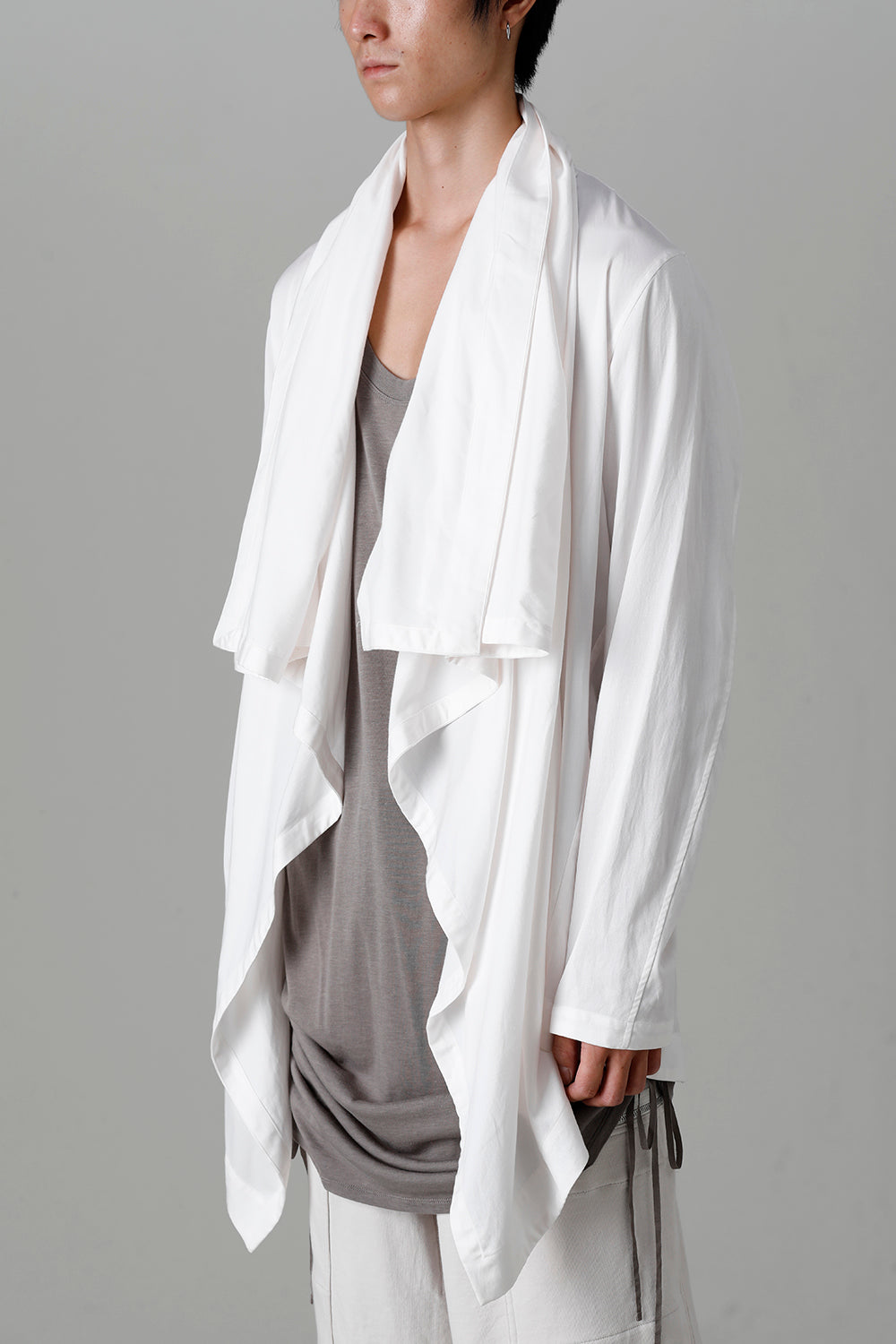 Rayon/Cotton Cloth Drape shirt Off White