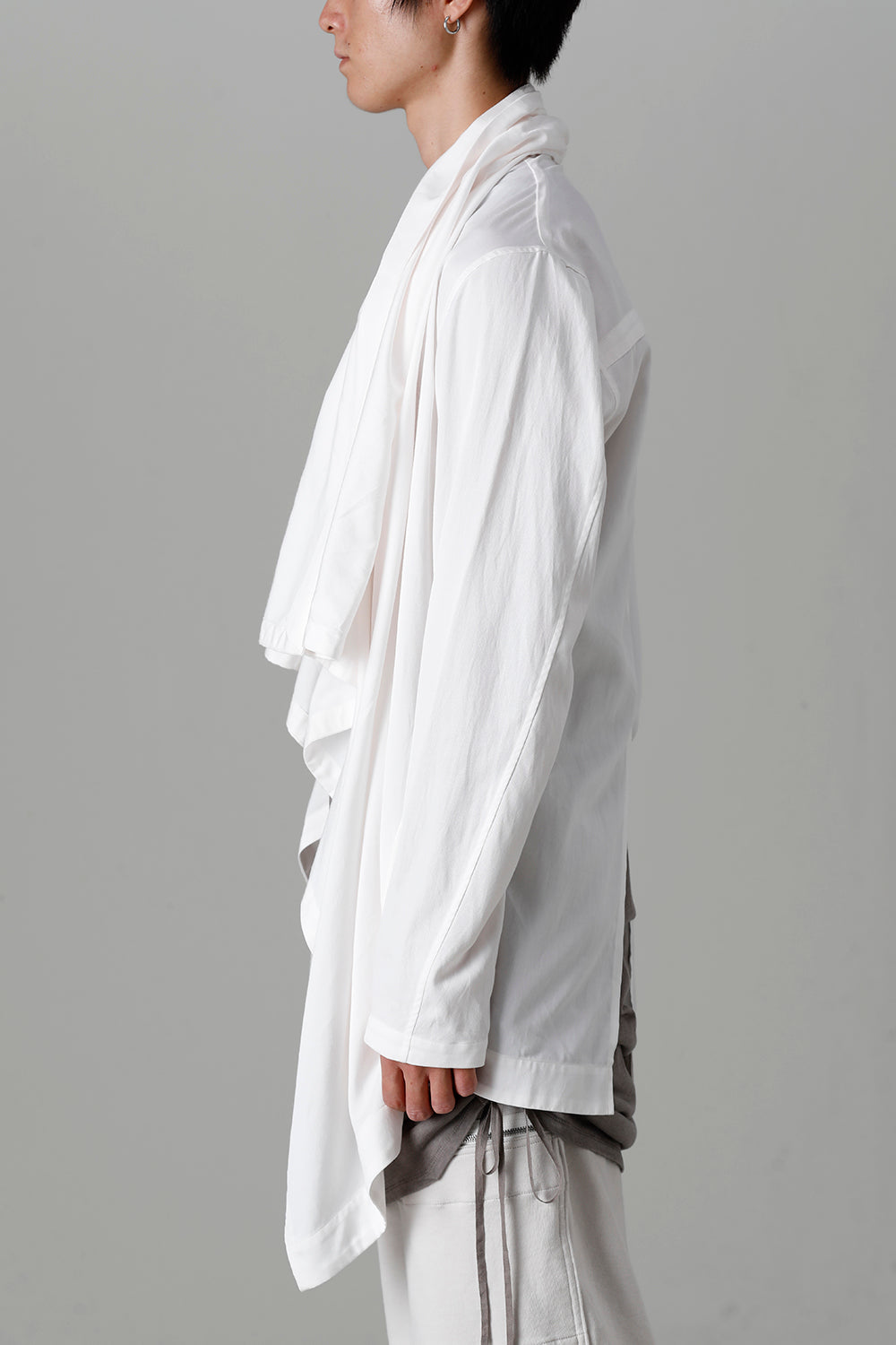 Rayon/Cotton Cloth Drape shirt Off White