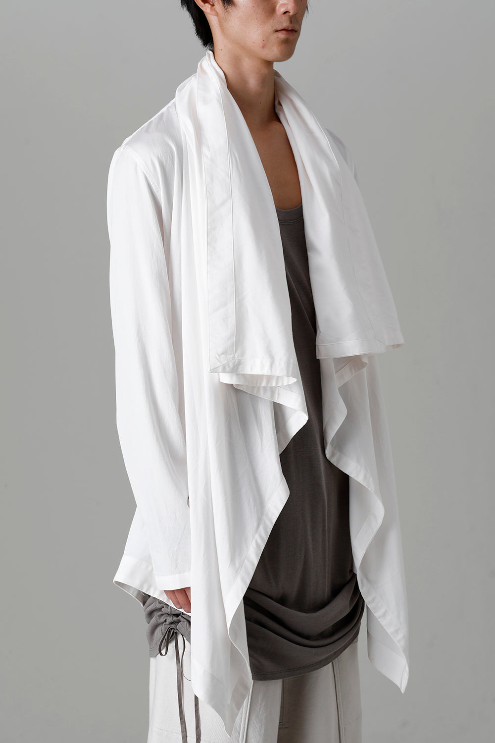 Rayon/Cotton Cloth Drape shirt Off White