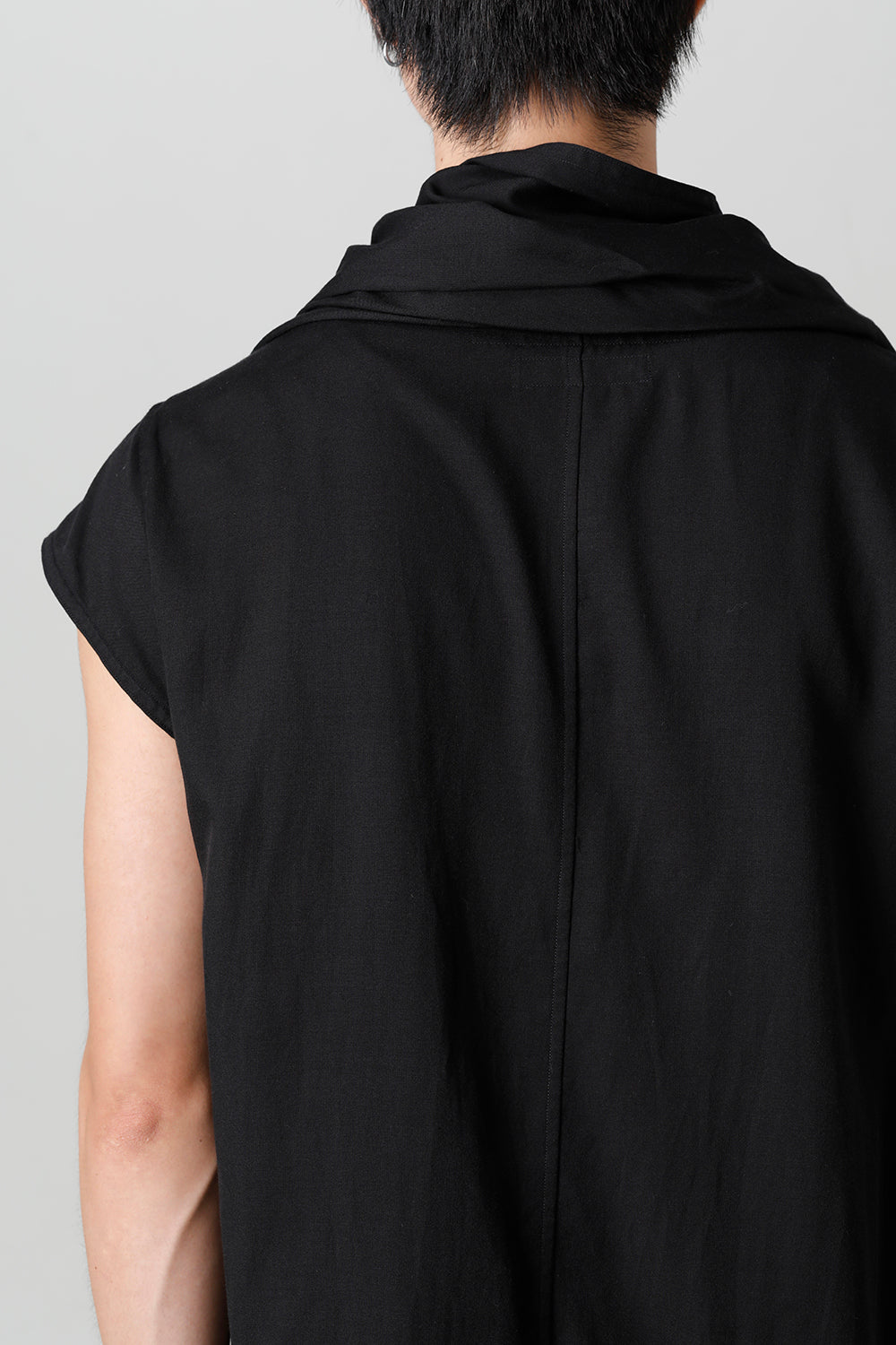 Rayon/Cotton Cloth Drape Neck Pullover Black