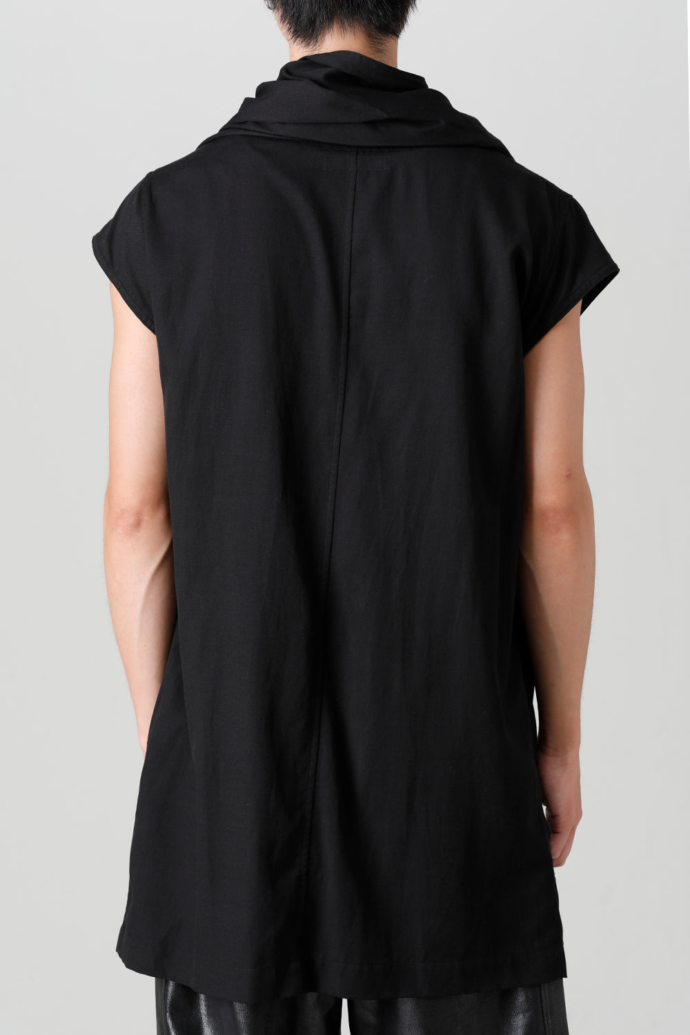 Rayon/Cotton Cloth Drape Neck Pullover Black