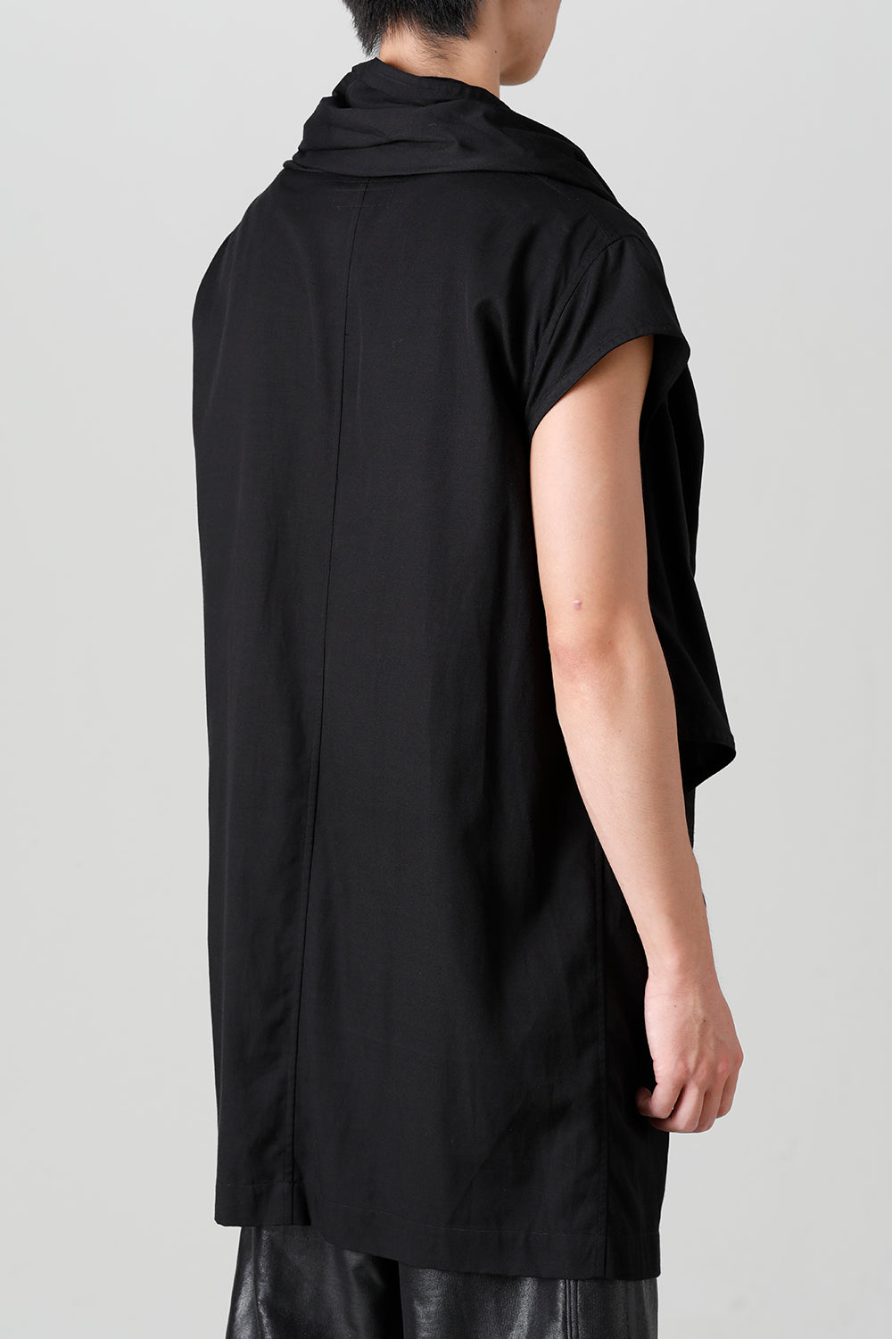 Rayon/Cotton Cloth Drape Neck Pullover Black