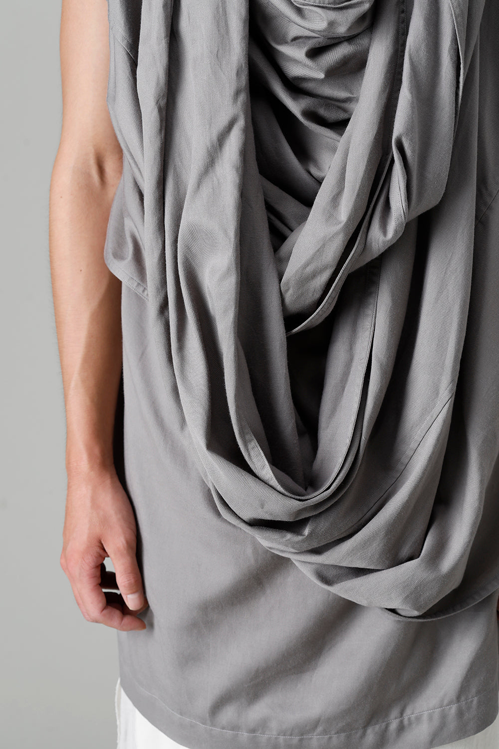 Rayon/Cotton Cloth Drape Neck Pullover Gray