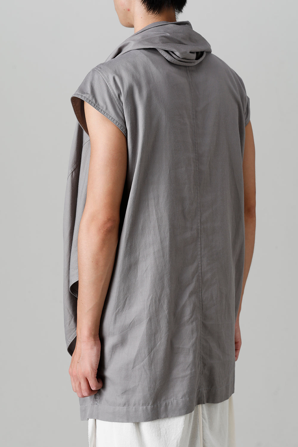 Rayon/Cotton Cloth Drape Neck Pullover Gray