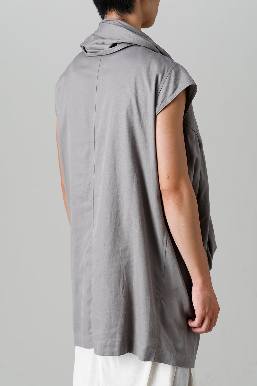 Rayon/Cotton Cloth Drape Neck Pullover Gray