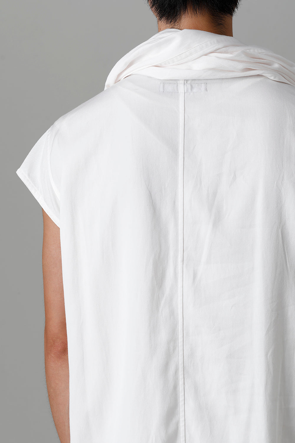 Rayon/Cotton Cloth Drape Neck Pullover Off White