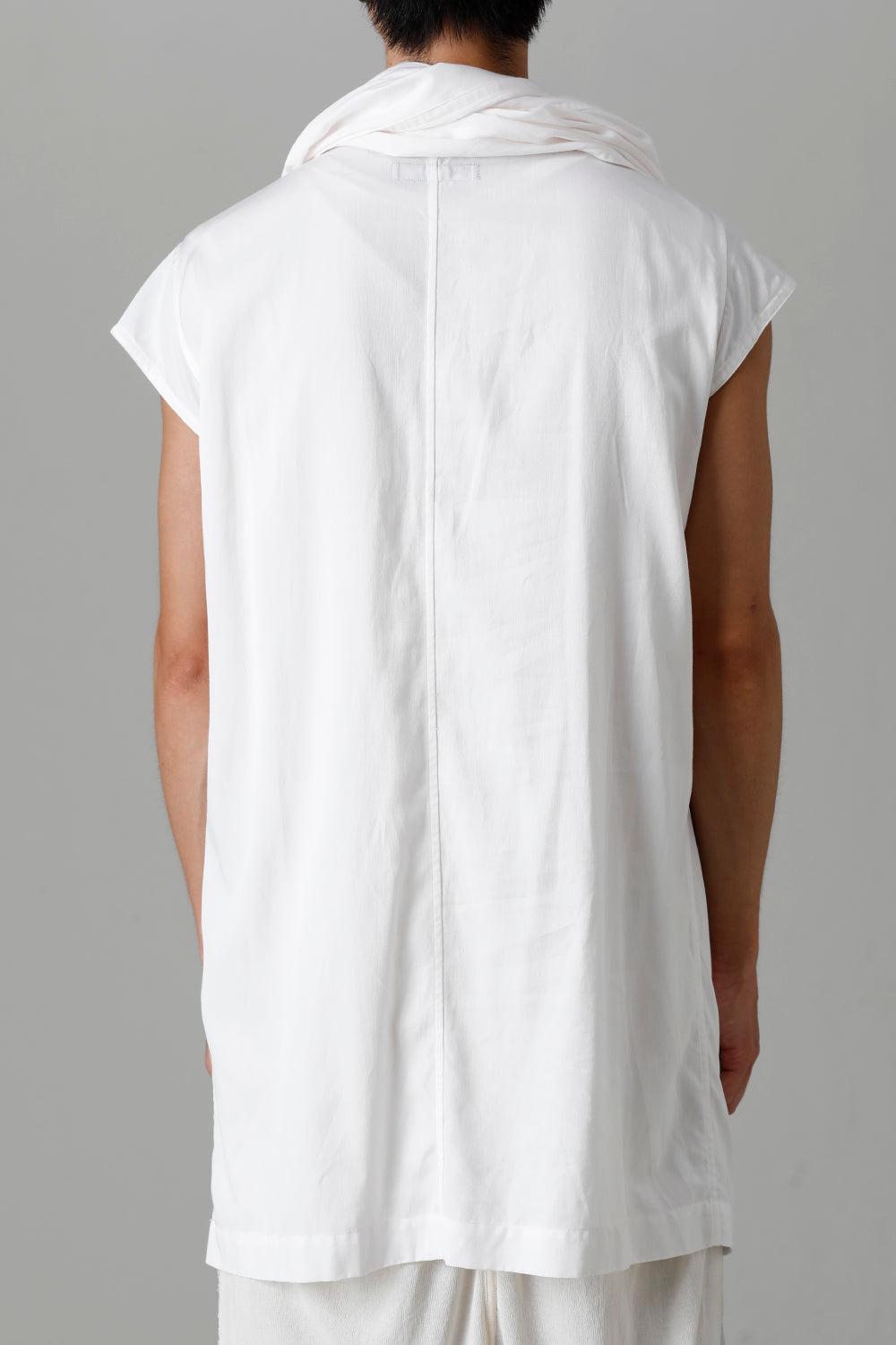 Rayon/Cotton Cloth Drape Neck Pullover Off White