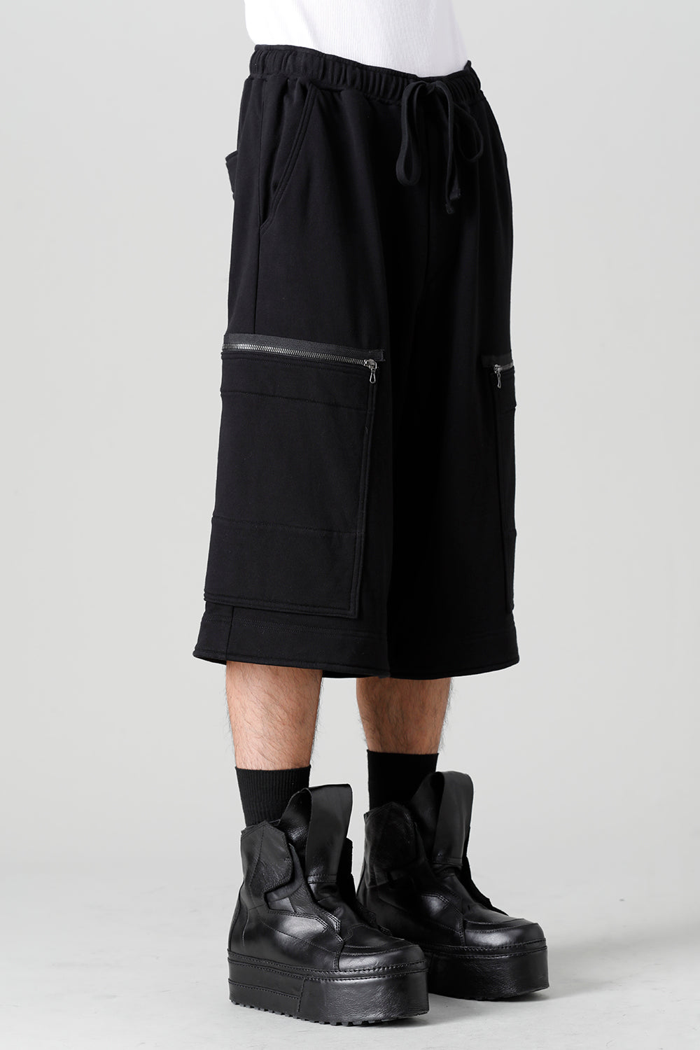 Cotton Sweat Cargo Shorts Black