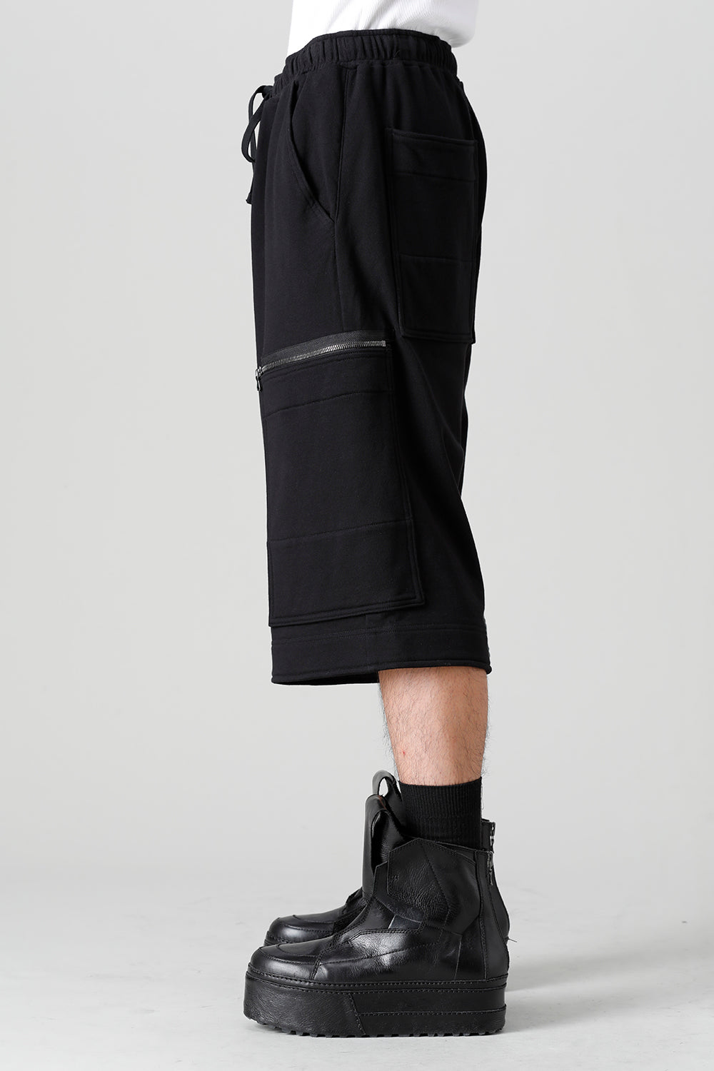 Cotton Sweat Cargo Shorts Black