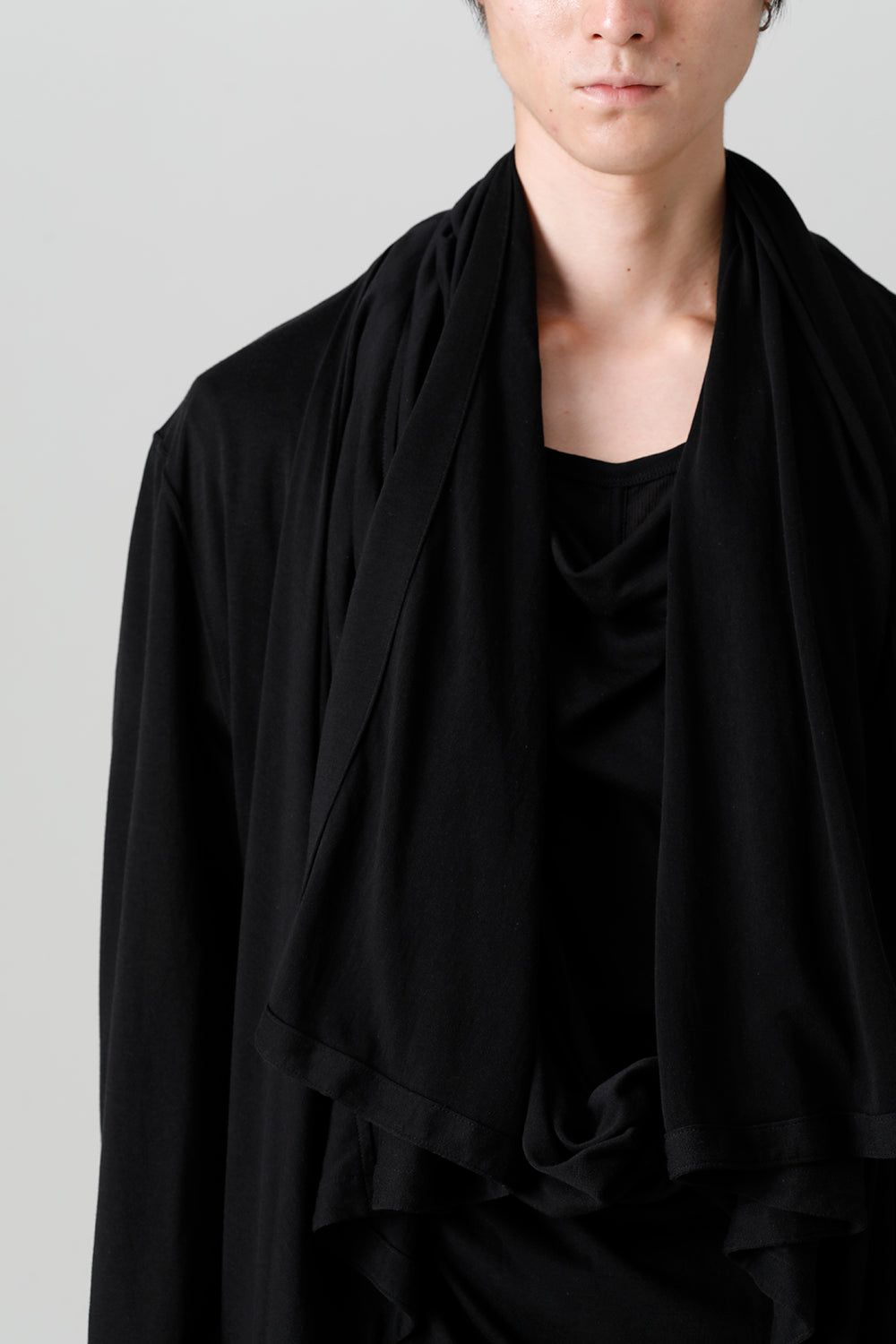 Cotton/Cupro Jersey Drape Cardigan Black