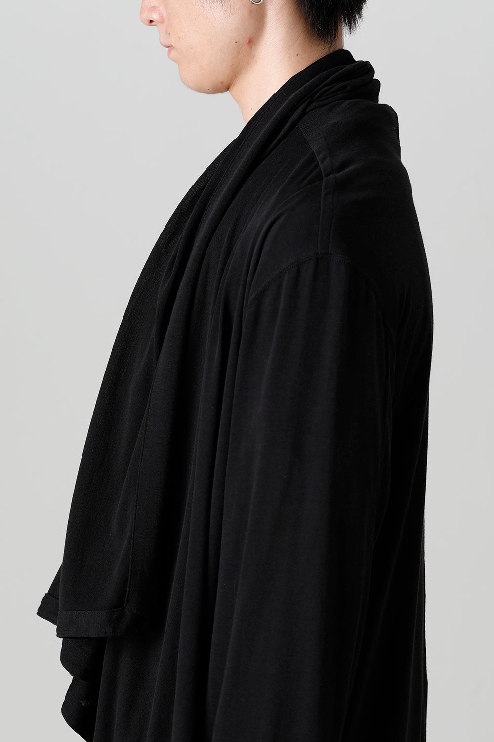 Cotton/Cupro Jersey Drape Cardigan Black