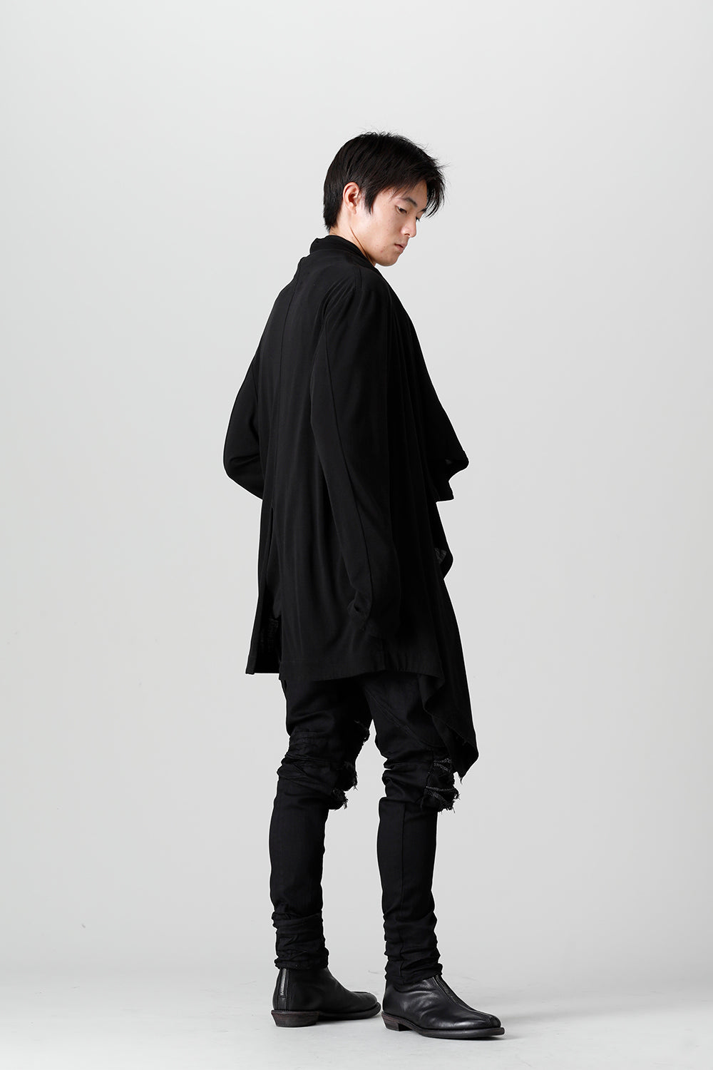 Cotton/Cupro Jersey Drape Cardigan Black