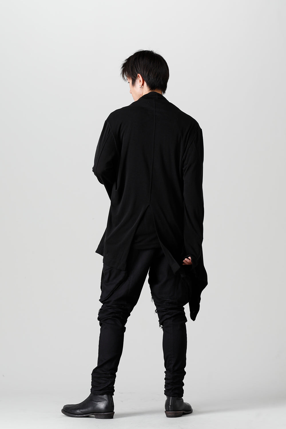 Cotton/Cupro Jersey Drape Cardigan Black