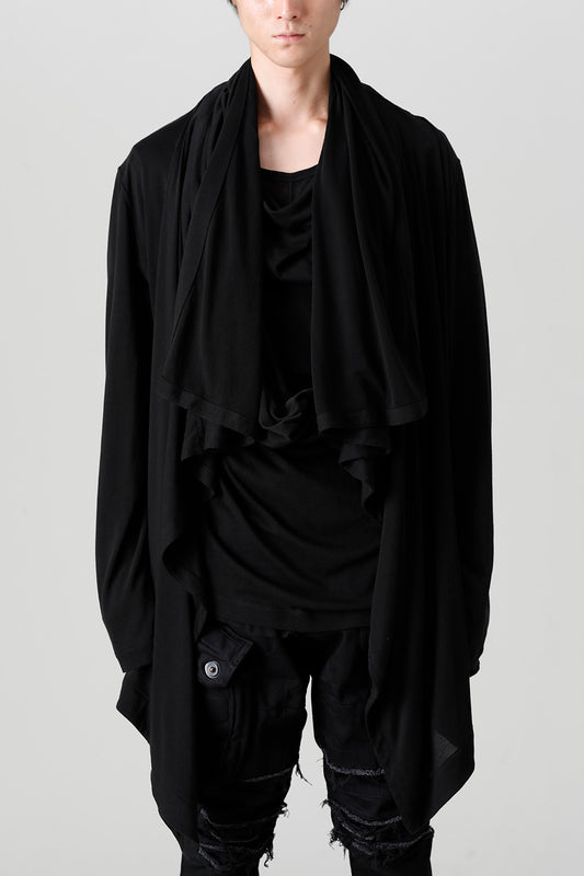 Cotton/Cupro Jersey Drape Cardigan Black