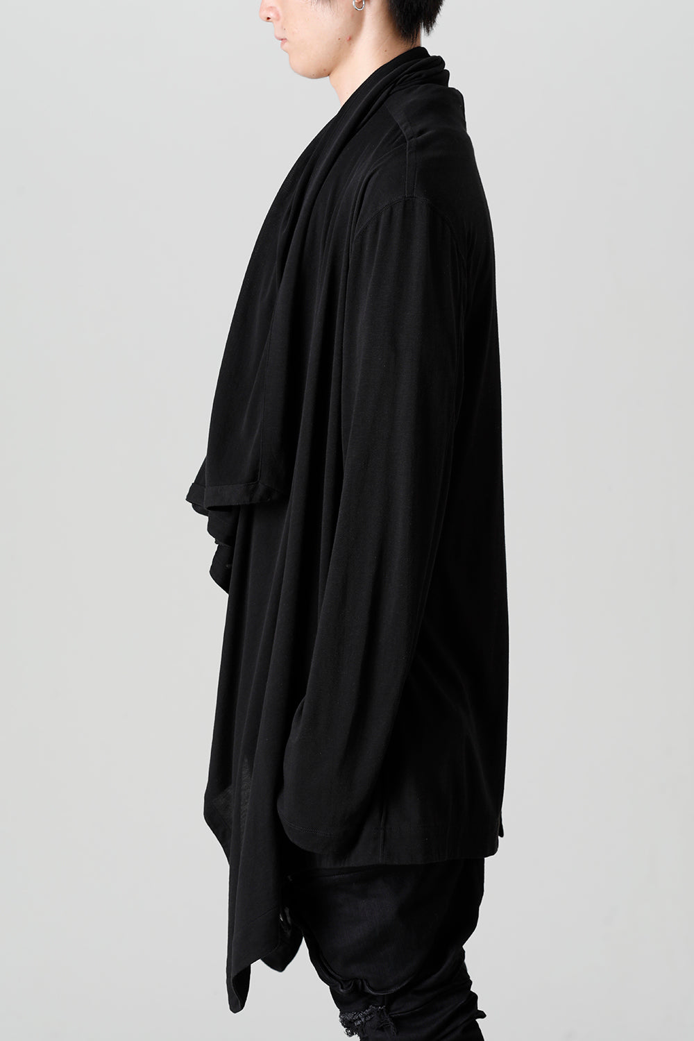 Cotton/Cupro Jersey Drape Cardigan Black