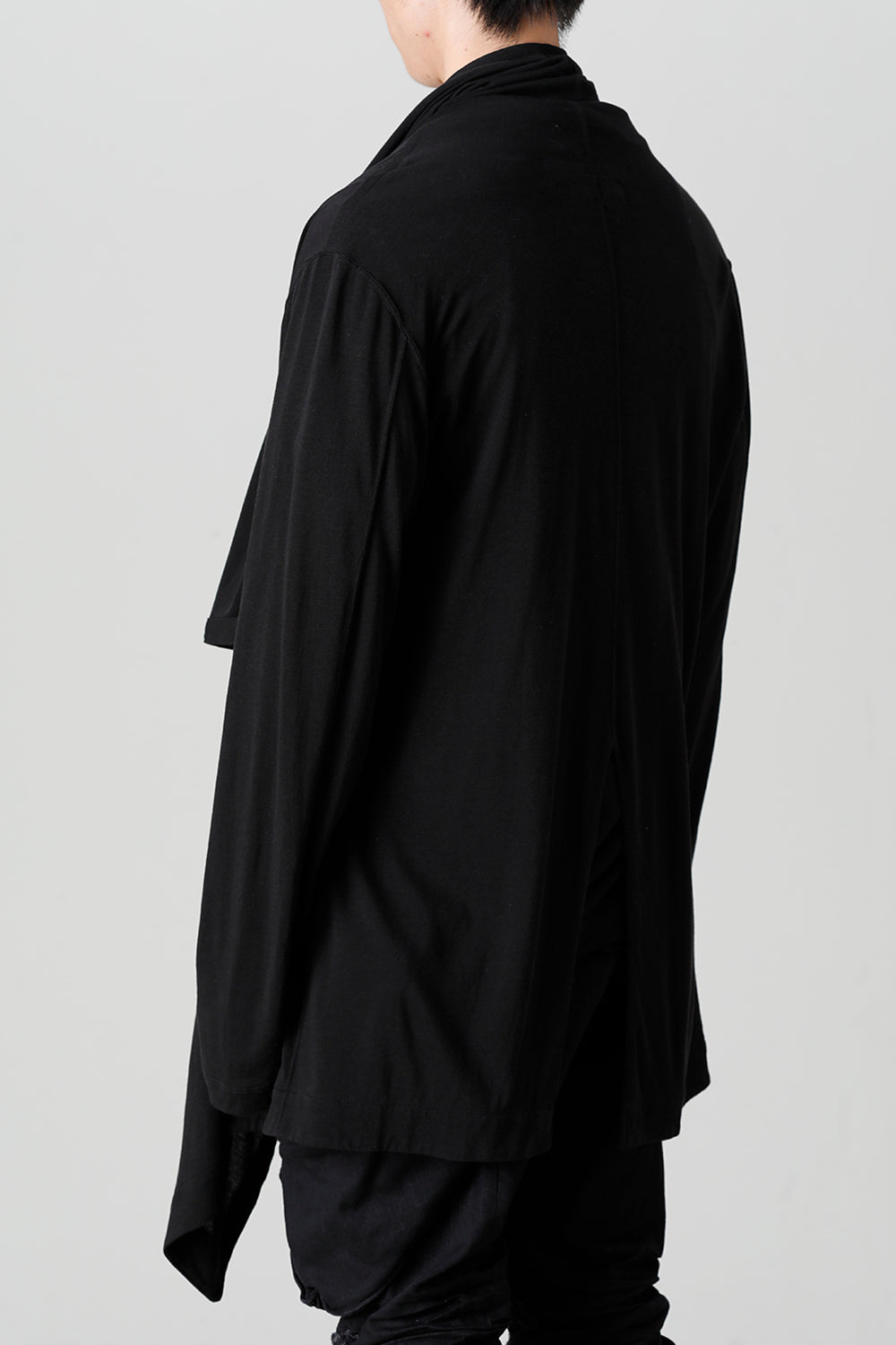 Cotton/Cupro Jersey Drape Cardigan Black