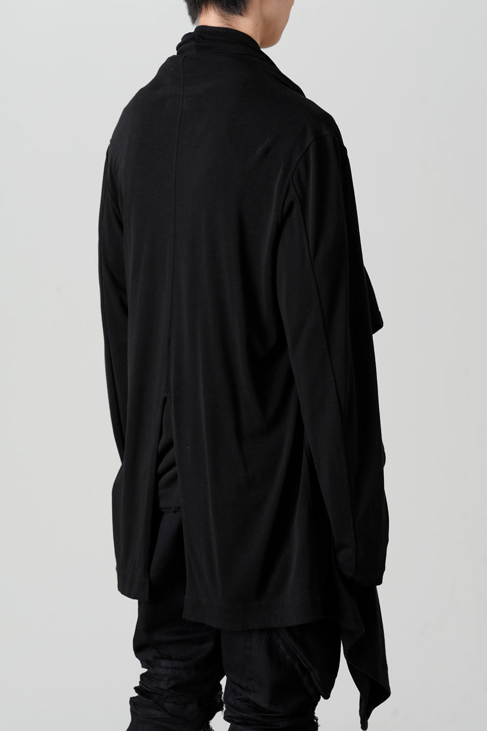 Cotton/Cupro Jersey Drape Cardigan Black